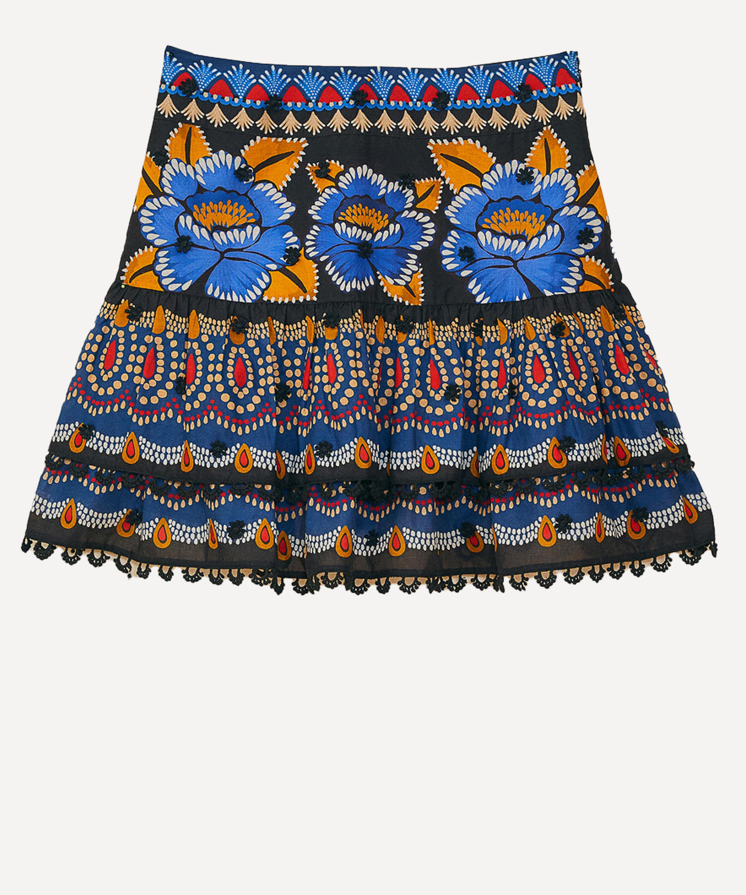 FARM RIO FARM RIO WOMEN'S AINIKA SPARKLE BLACK MINI-SKIRT 