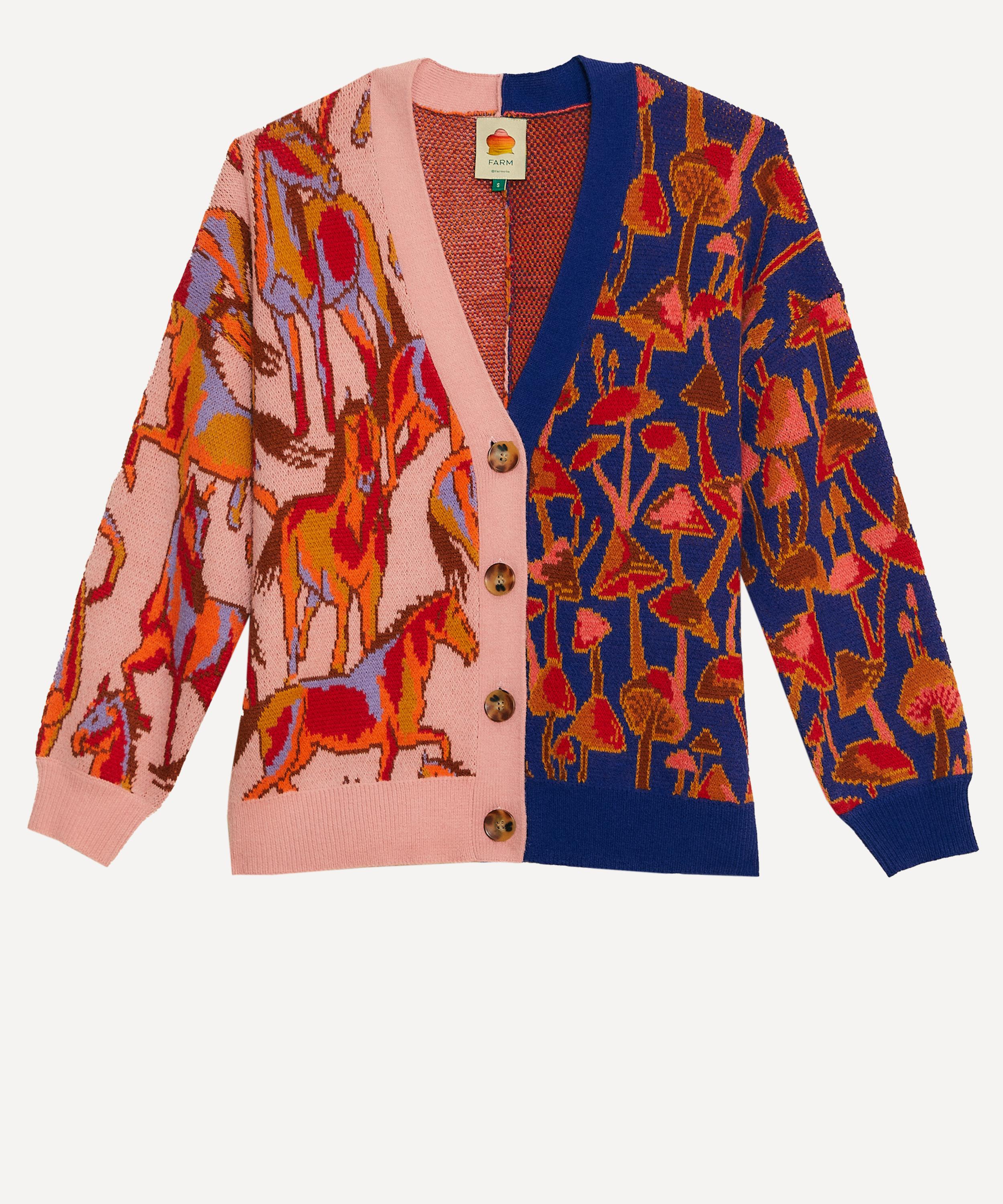 Farm Rio Women's Mixed Mushrooms Knit Cardigan