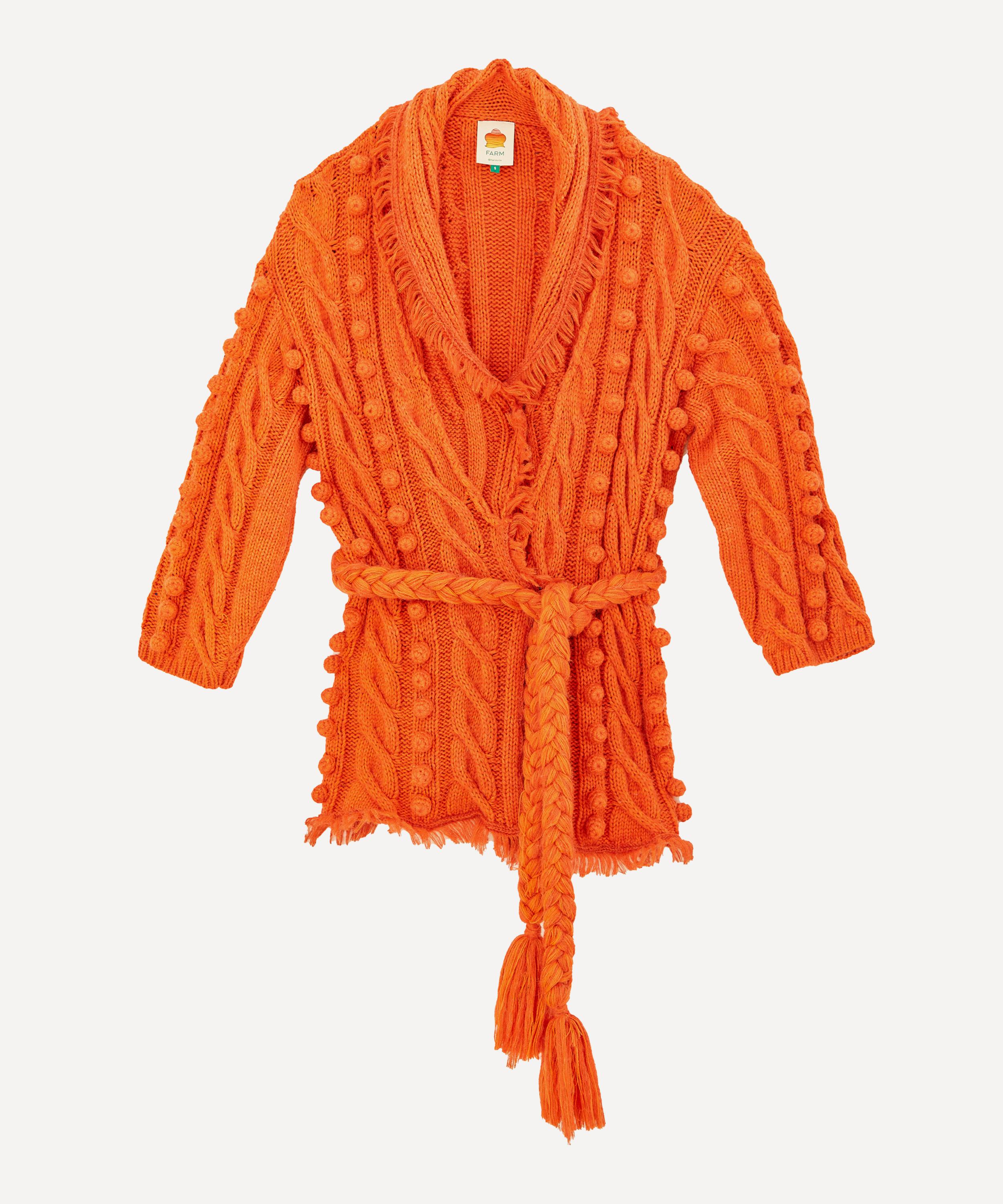 FARM Rio Women's Orange Braided Knit Cardigan L