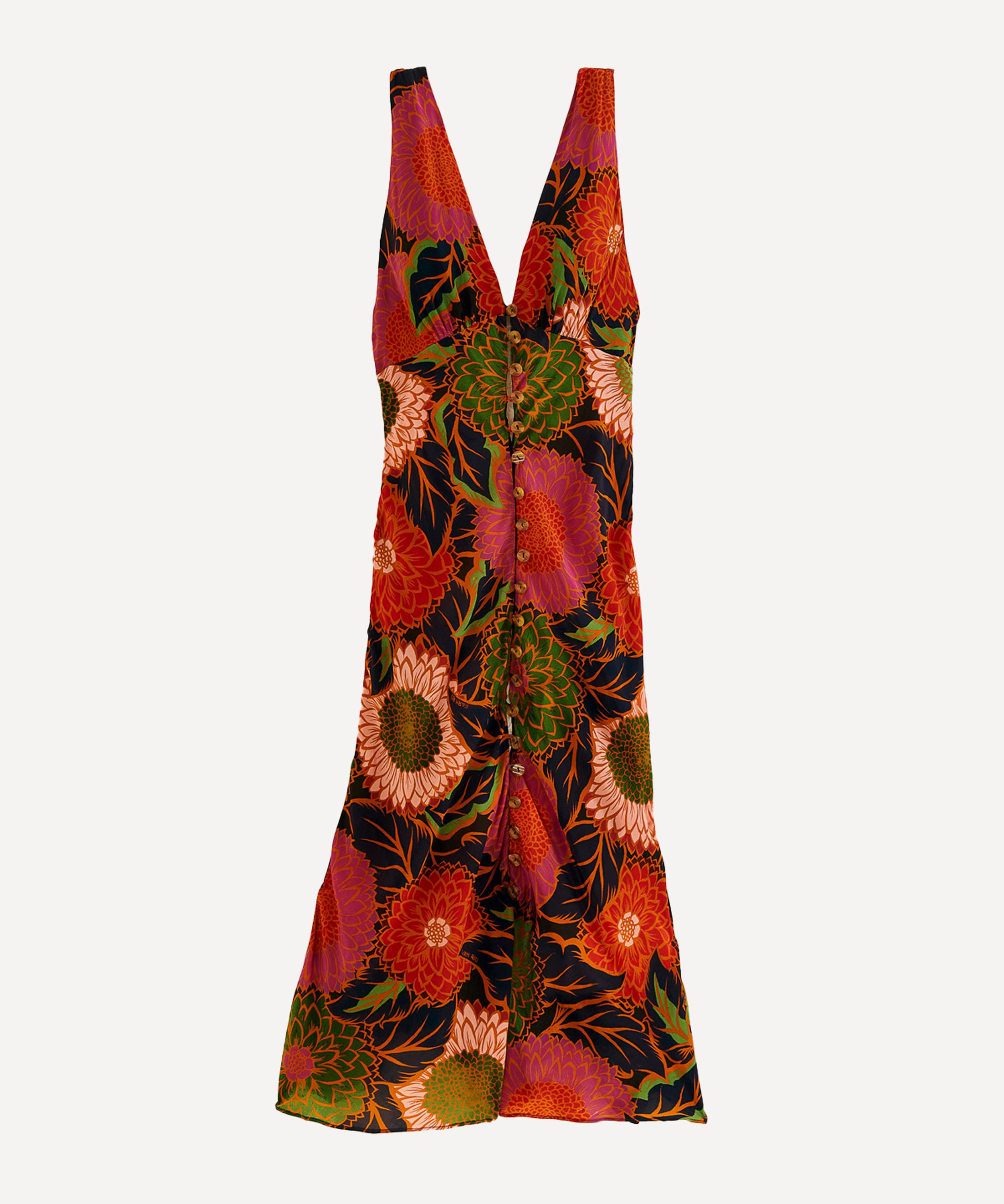 FARM RIO FARM RIO WOMEN'S BLACK VINTAGE GARDEN SLEEVELESS MIDI-DRESS 