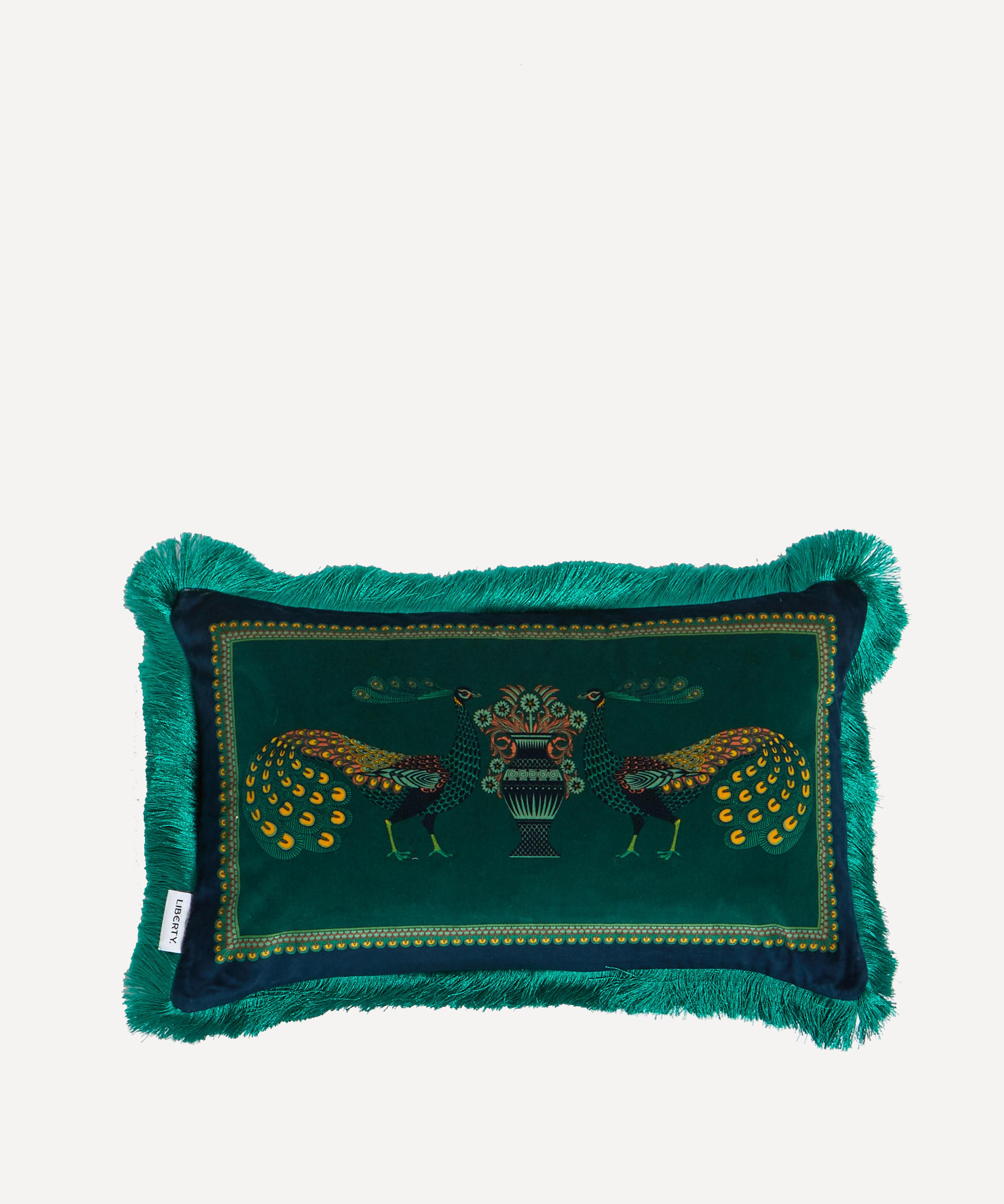 Liberty Peacock Garden Rectangular Velvet Cushion