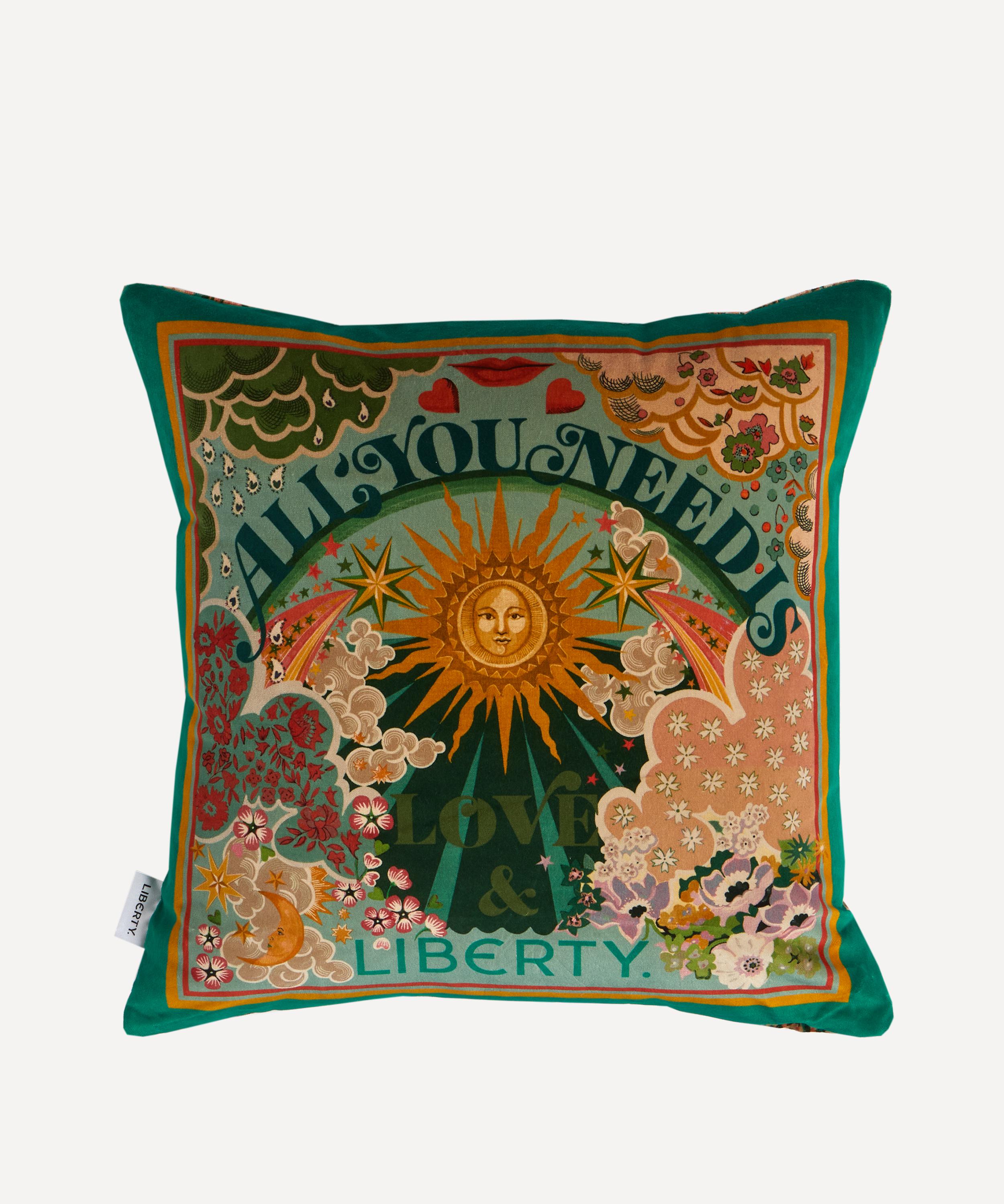 Liberty All You Need Is Love Square Velvet Cushion