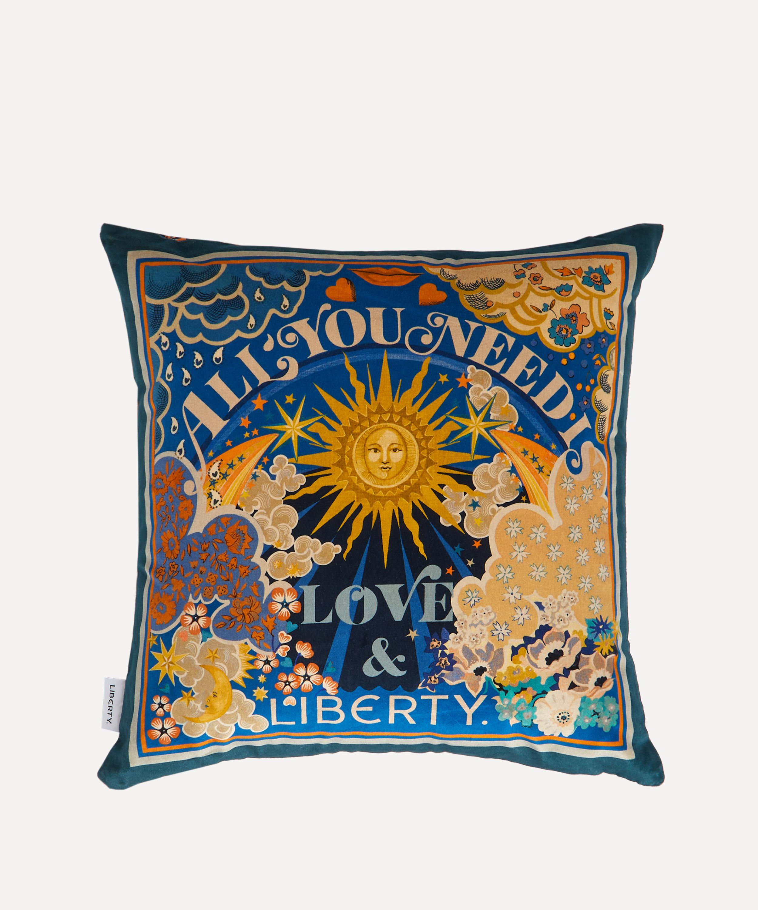 Liberty All You Need Is Love Square Velvet Cushion
