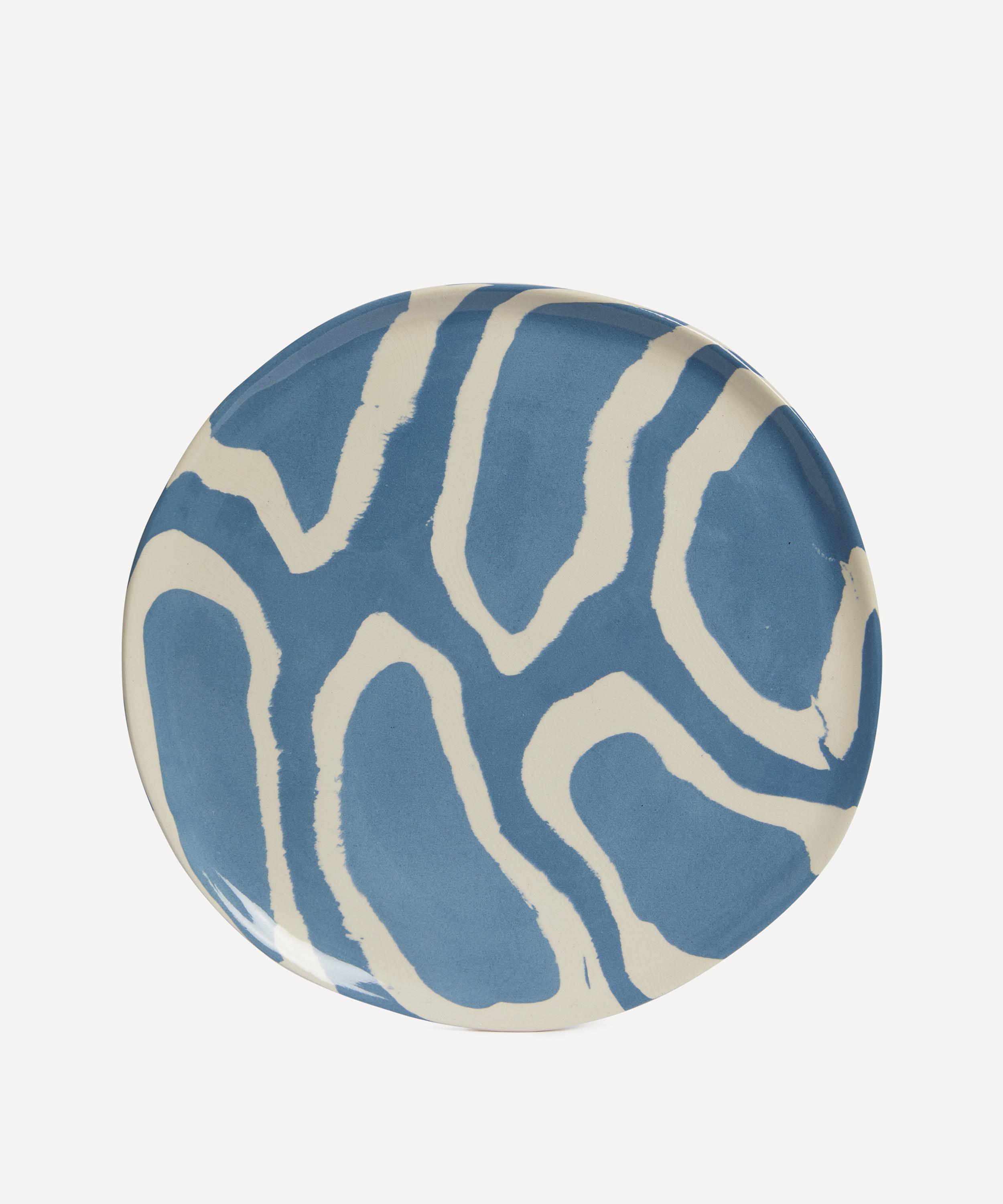 Shop Henry Holland Studio Blue And White Loopy Dinner Plate