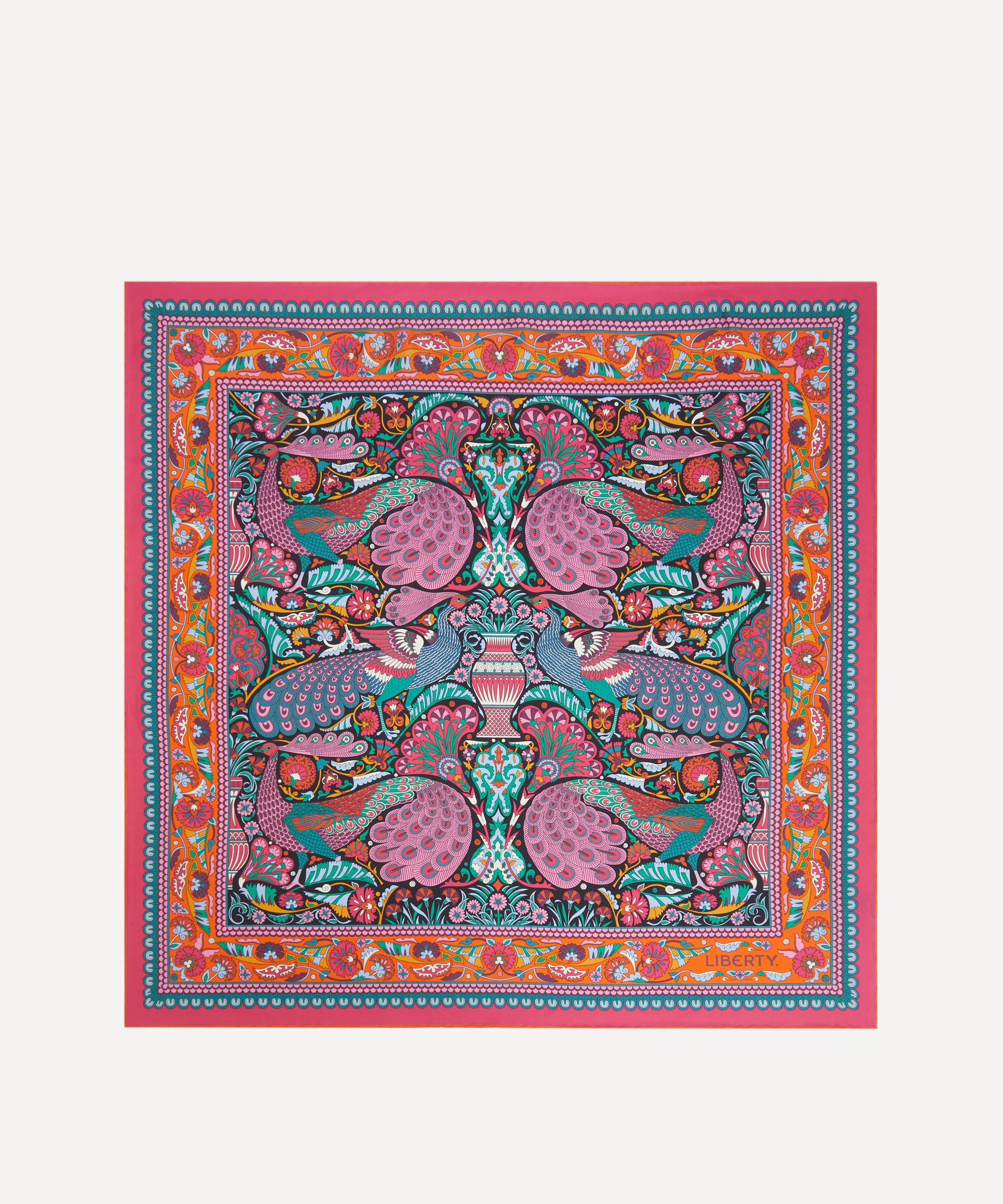 Liberty London Peacock Garden 70 X 70 Silk Twill Scarf