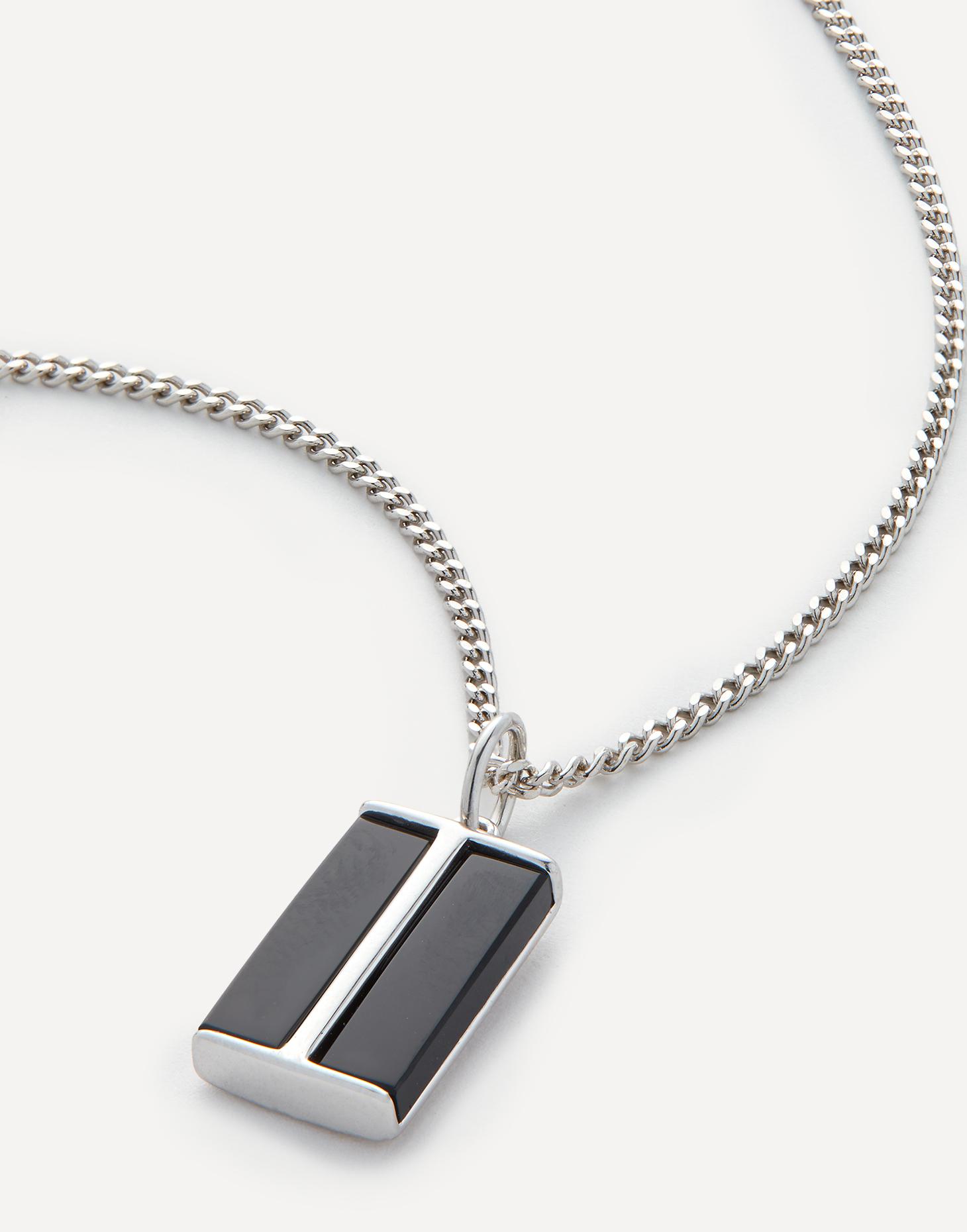 MIANSAI MIANSAI MENS STERLING SILVER DUO ONYX PENDANT NECKLACE 