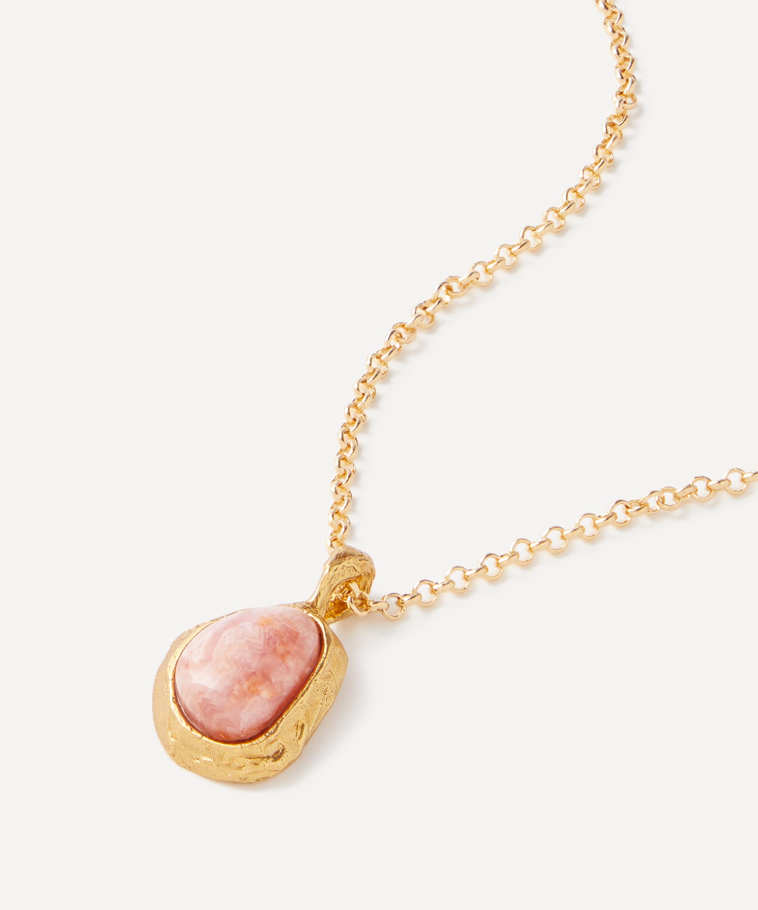 Alighieri 24ct Gold-Plated The Droplet of Skies Rhodochrosite Necklace Luxury