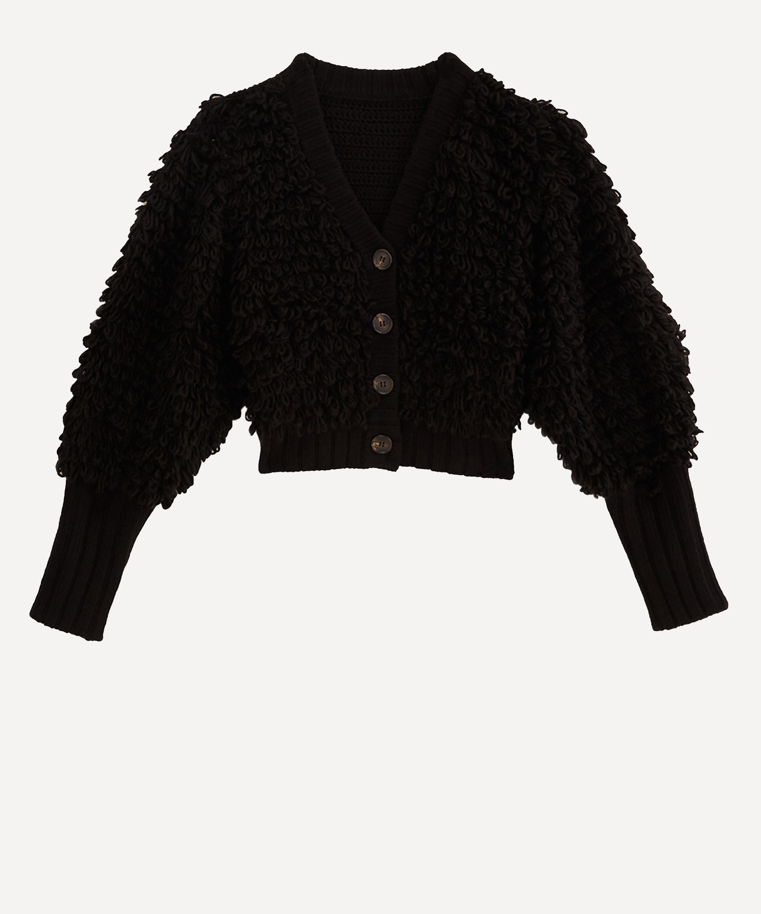 Farm Rio Women's Black Textured V-neck Cardigan