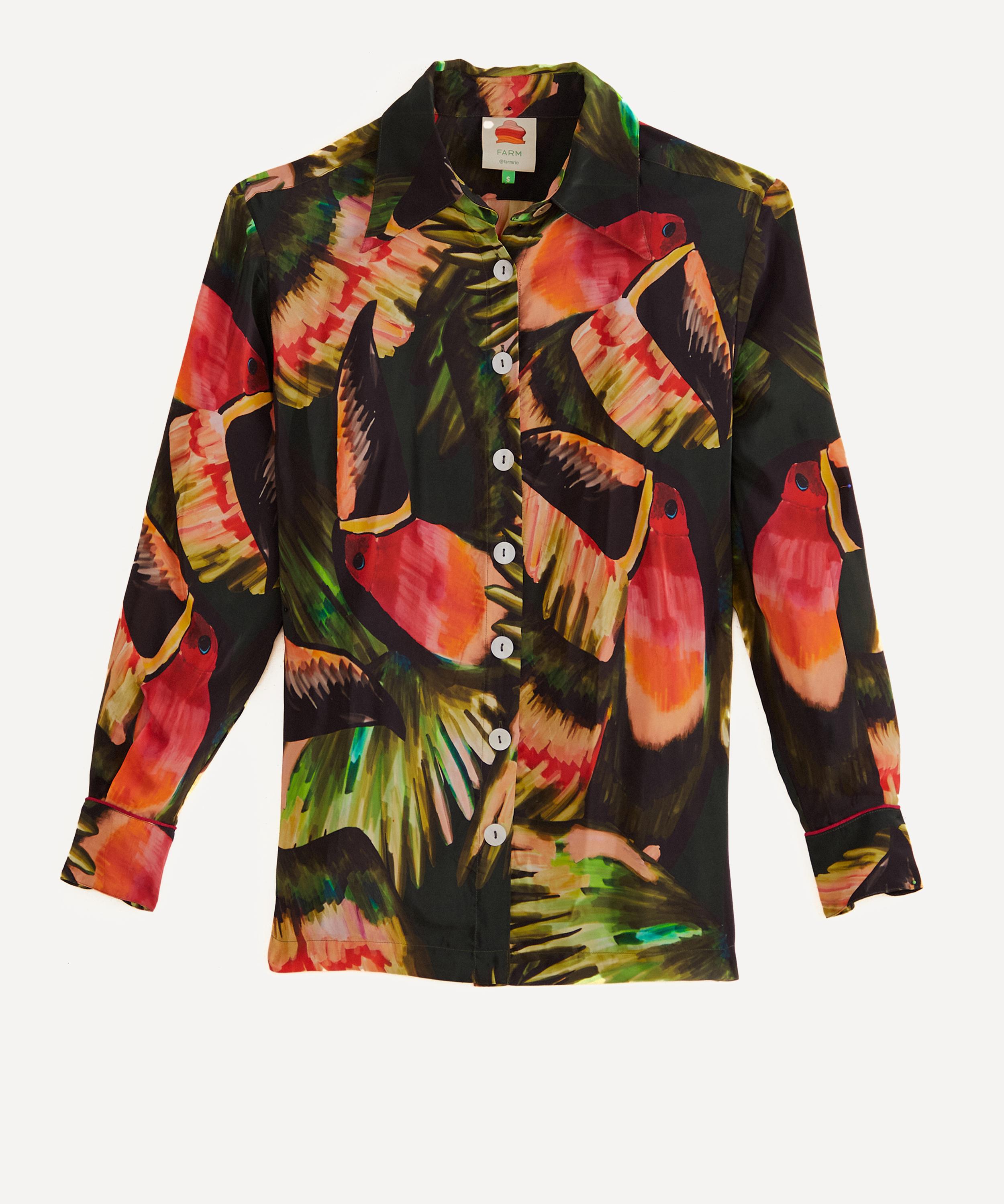 FARM RIO FARM RIO WOMEN'S GREEN PAINTED TOUCANS SHIRT 