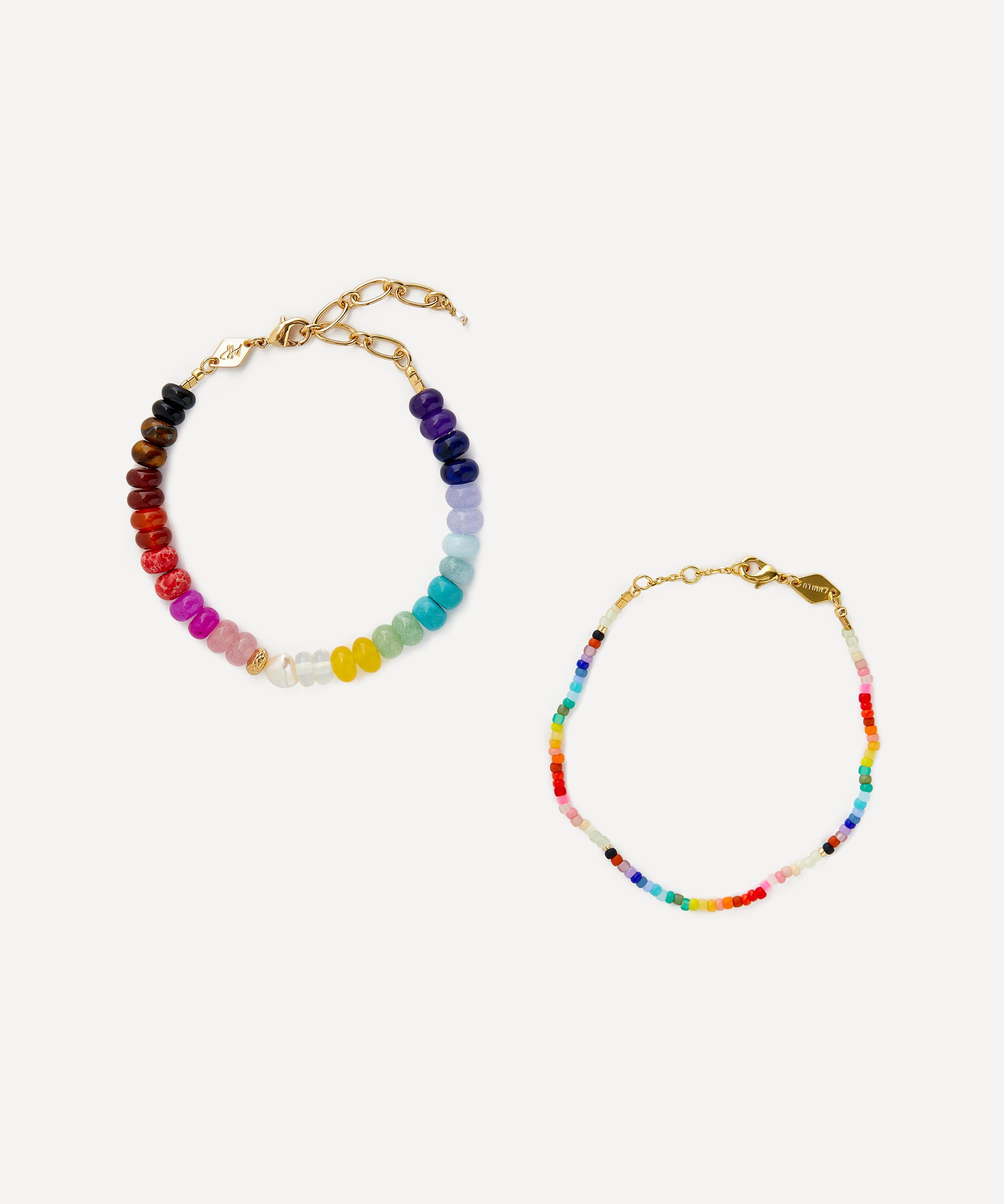 ANNI LU 18ct Gold-Plated Iris and Nuanua Beaded Bracelet Set of Two Multi Luxury