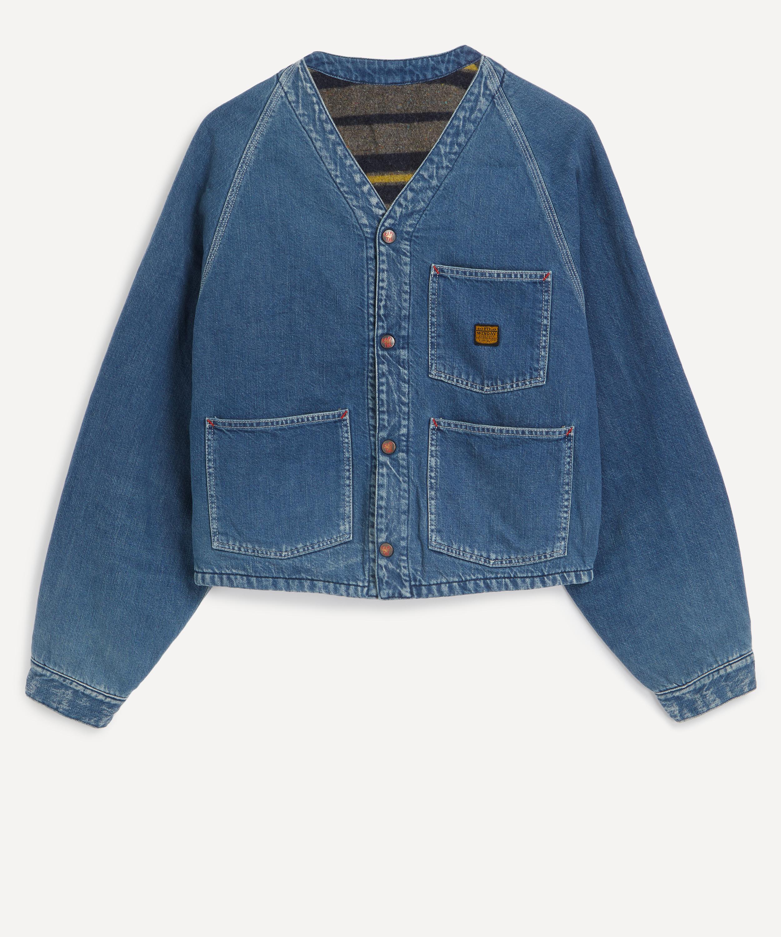 KAPITAL KAPITAL MENS REVERSIBLE 11.5OZ DENIM RAINBOWY LINING RAILROAD JACKET 