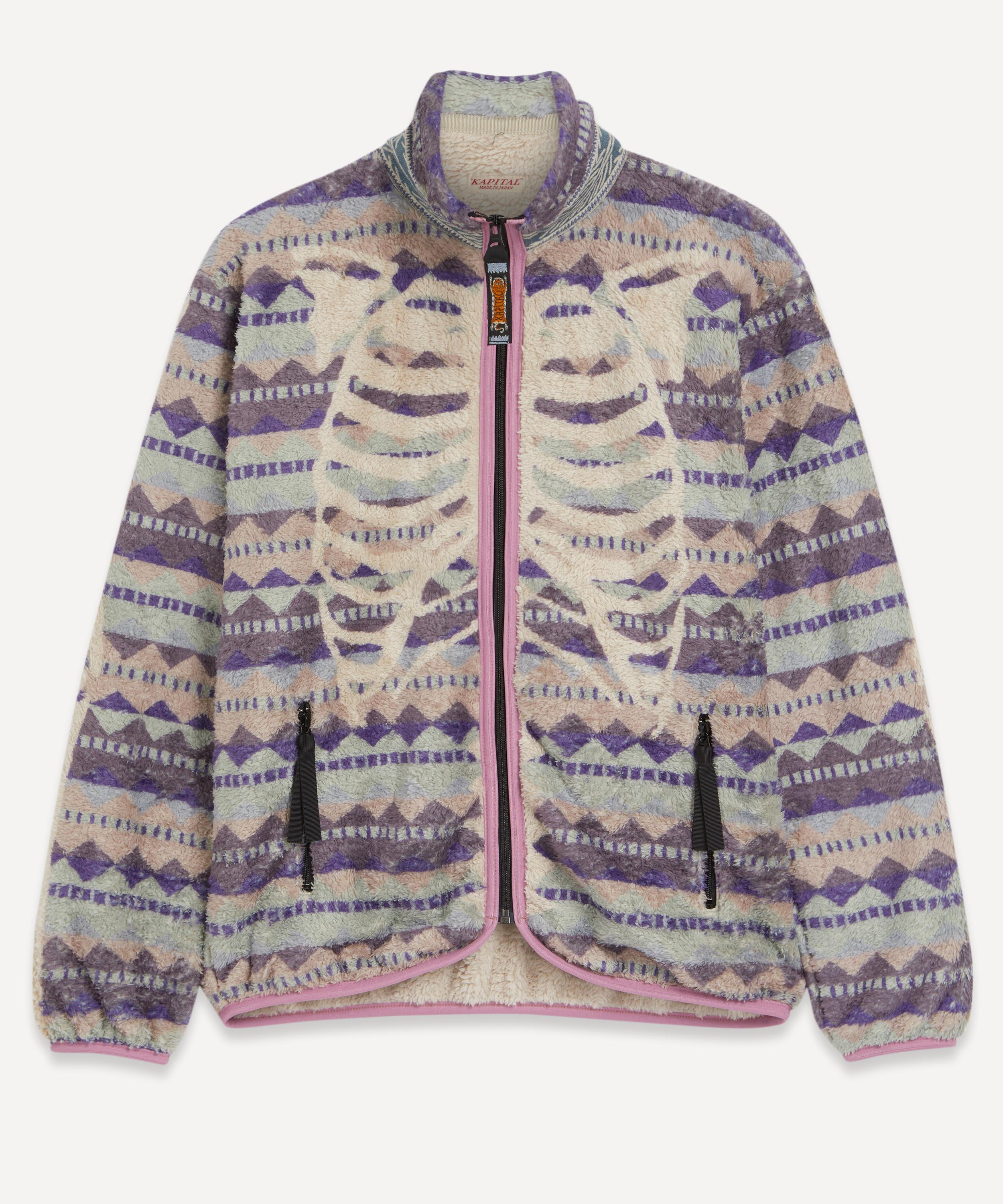 Kapital Mens Ashland Printed Bone Zip-up Fleece Blouson