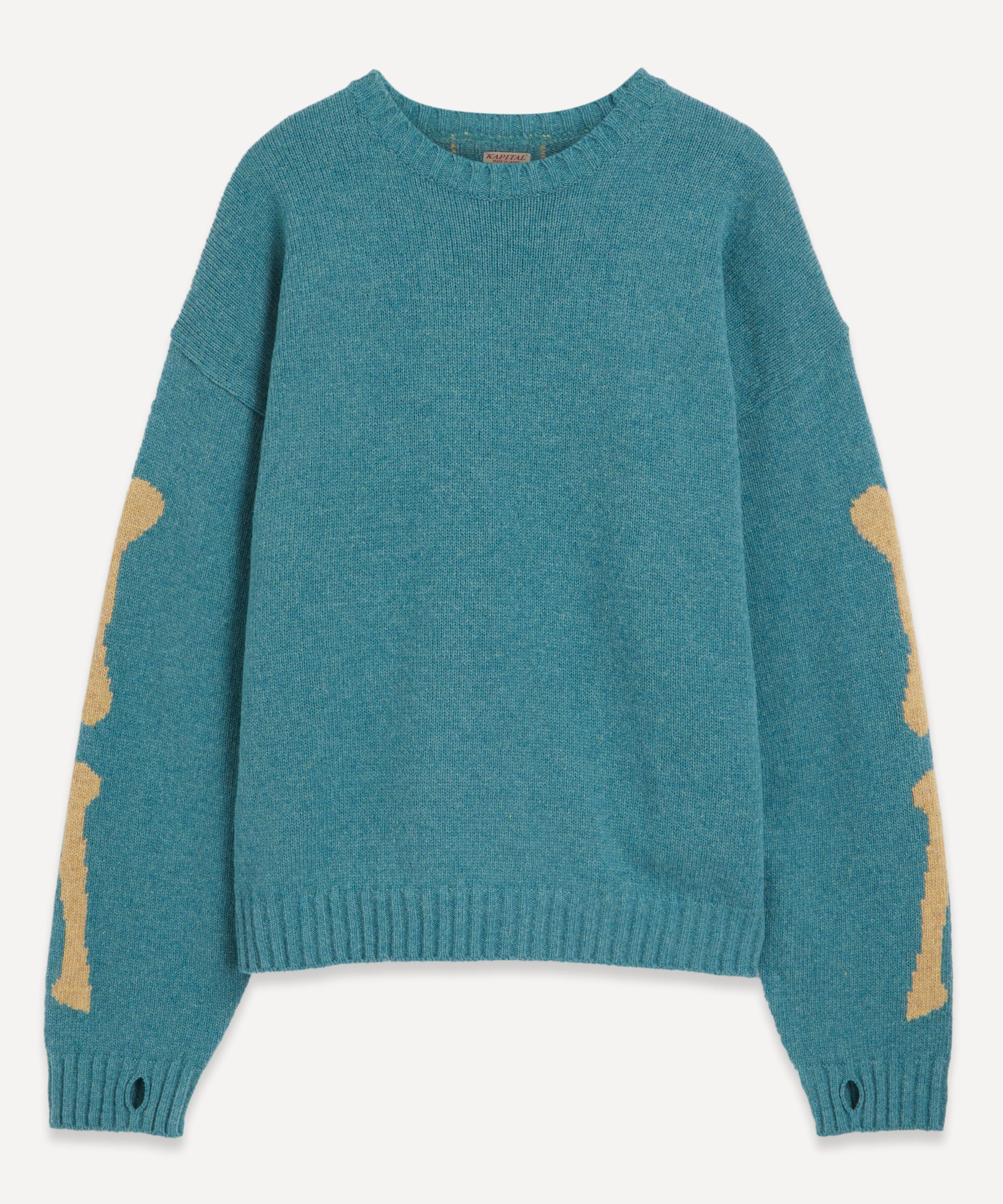Kapital Mens Wool Bone Pattern Crew Sweater