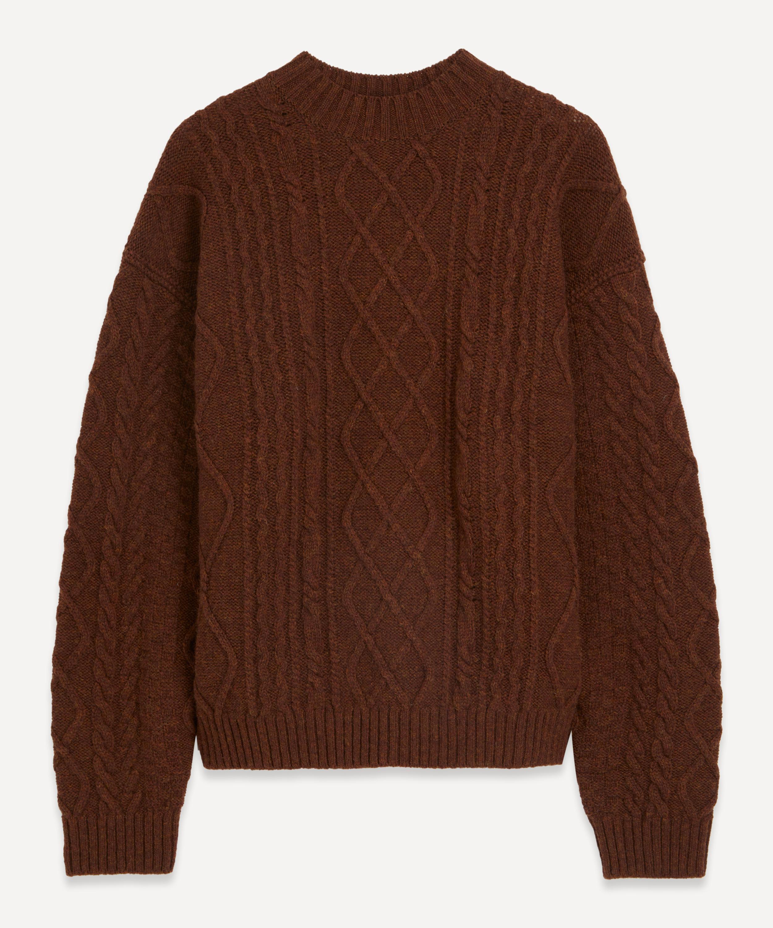 Shop Kapital Mens Wool Cable Knit Crew Sweater