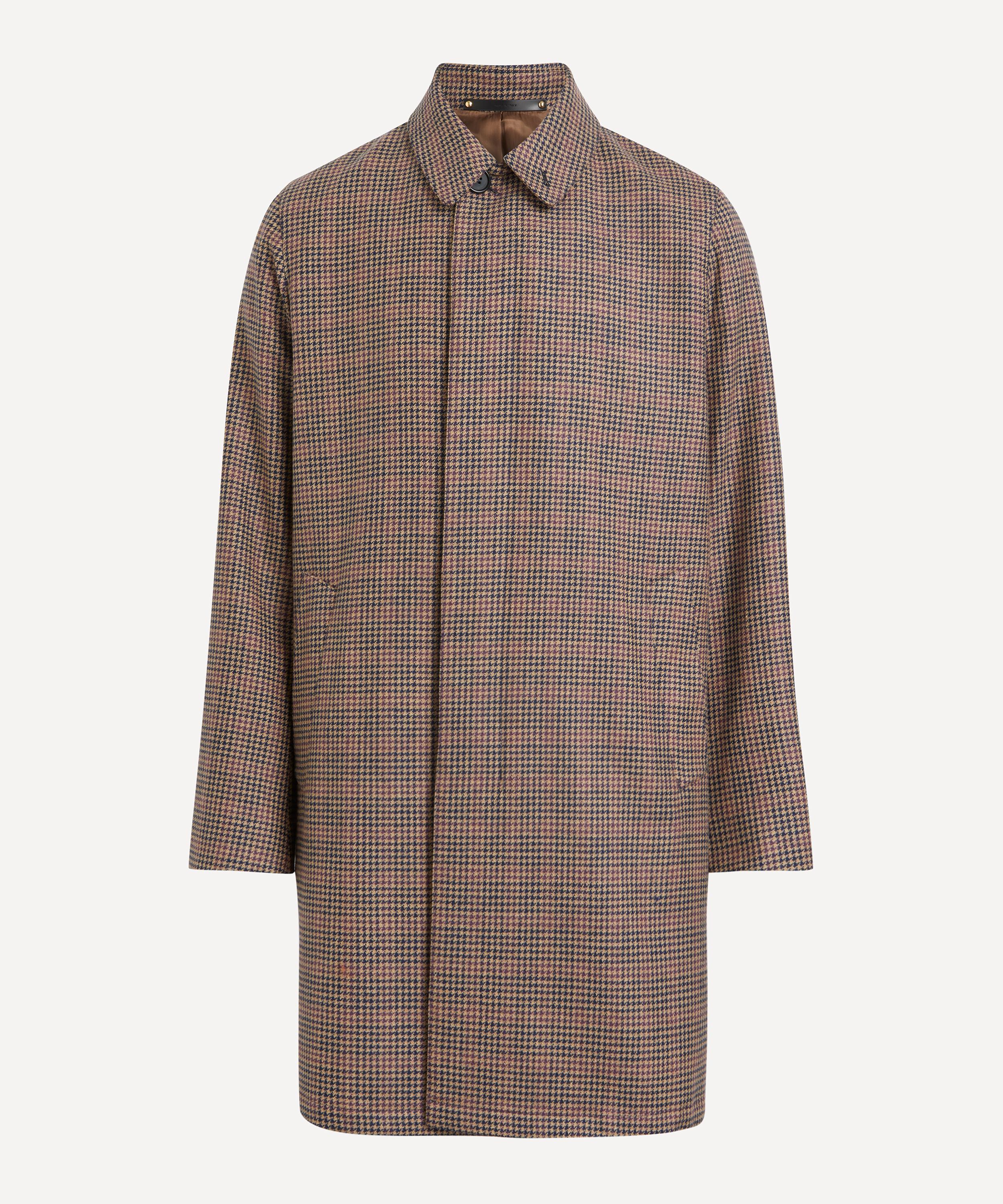 PAUL SMITH PAUL SMITH MENS HOUNDSTOOTH WOOL TWEED OVERCOAT 