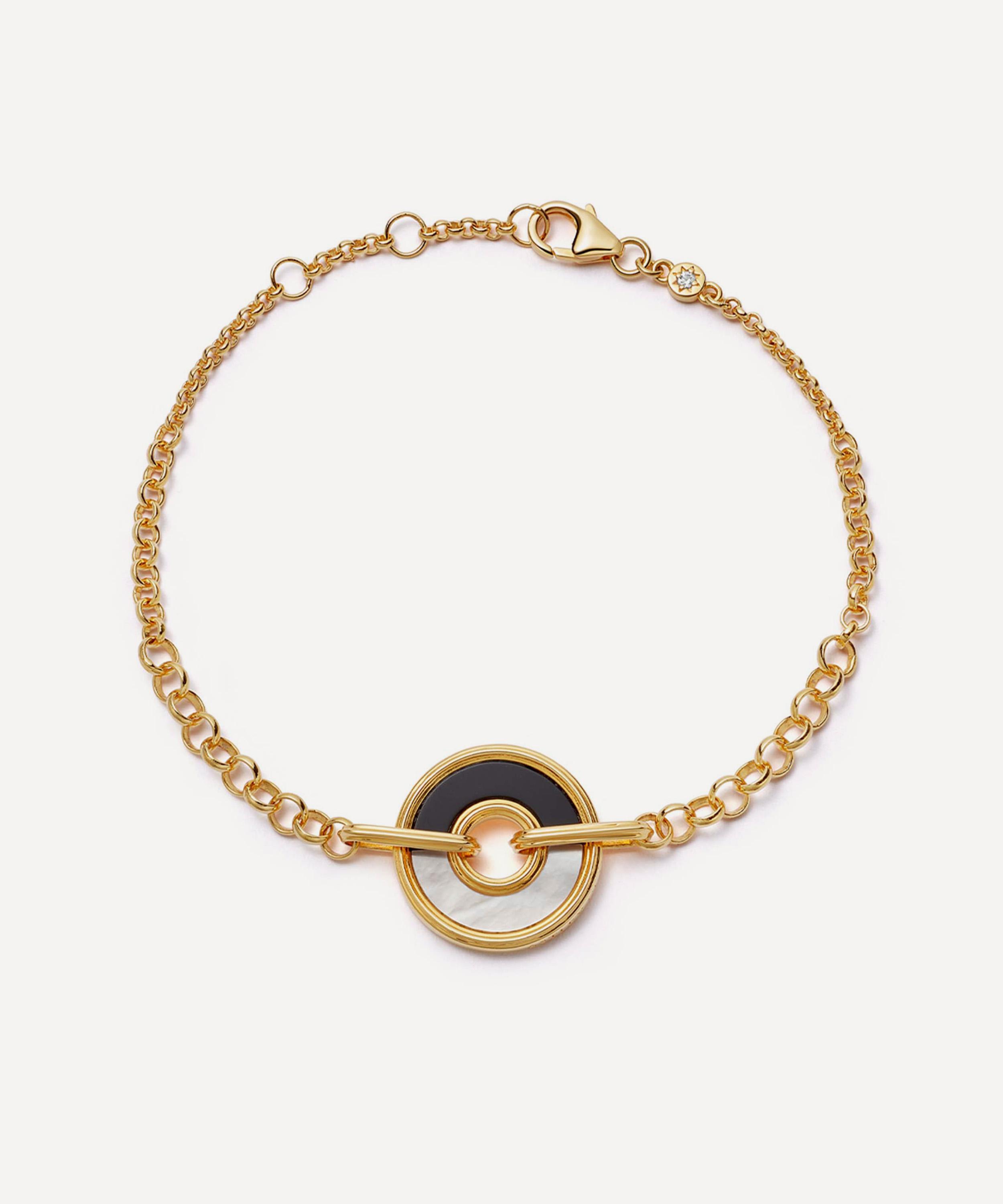 ASTLEY CLARKE ASTLEY CLARKE 18CT GOLD-PLATED VERMEIL SILVER FUSE BLACK ONYX AND MOTHER OF PEARL BRACELET 