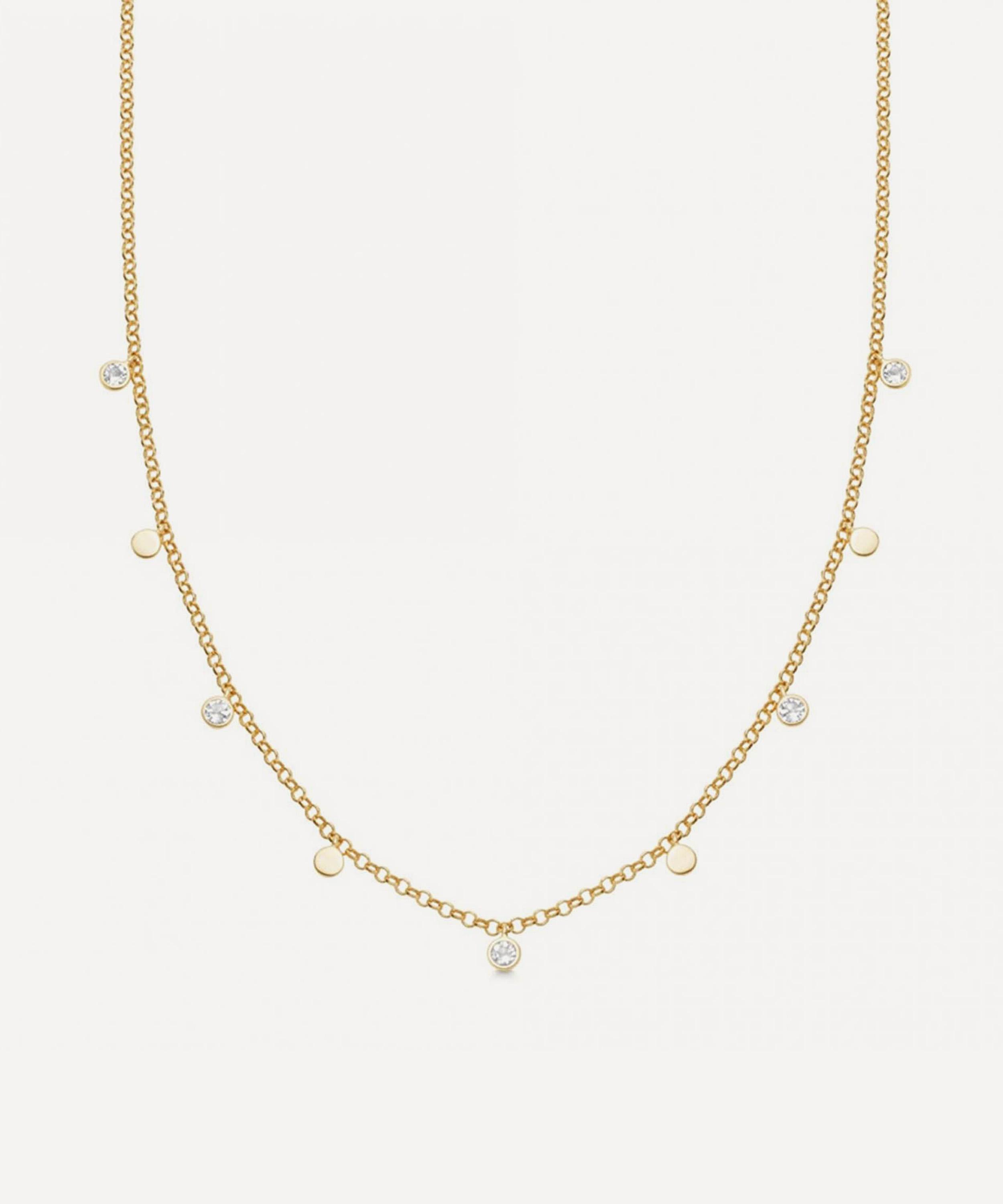 ASTLEY CLARKE ASTLEY CLARKE 18CT GOLD-PLATED VERMEIL SILVER BIOGRAPHY SINGLE ADORNED RAINBOW MOONSTONE NECKLACE 