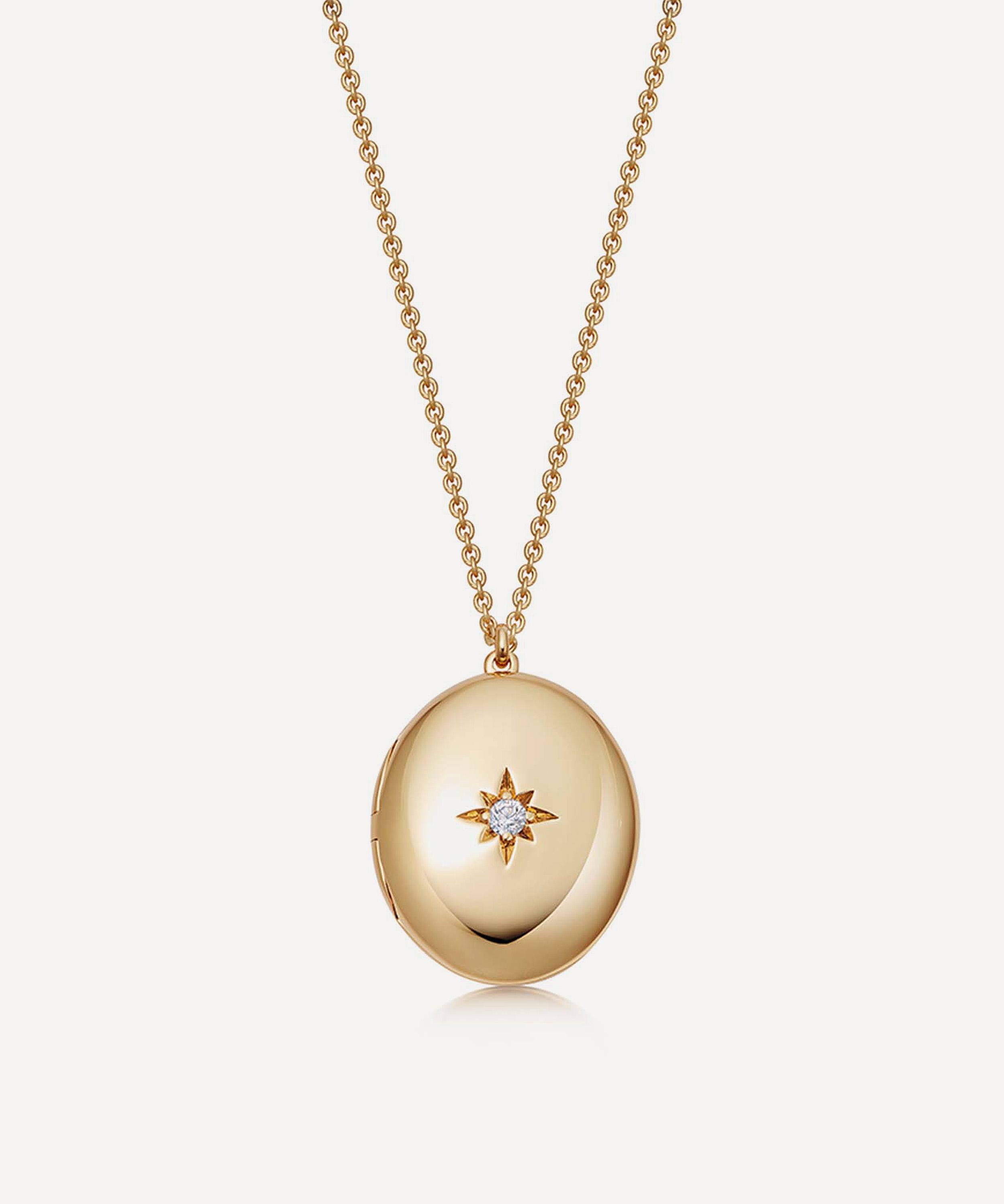 ASTLEY CLARKE ASTLEY CLARKE 18CT GOLD-PLATED VERMEIL SILVER BIOGRAPHY OVAL LOCKET NECKLACE 