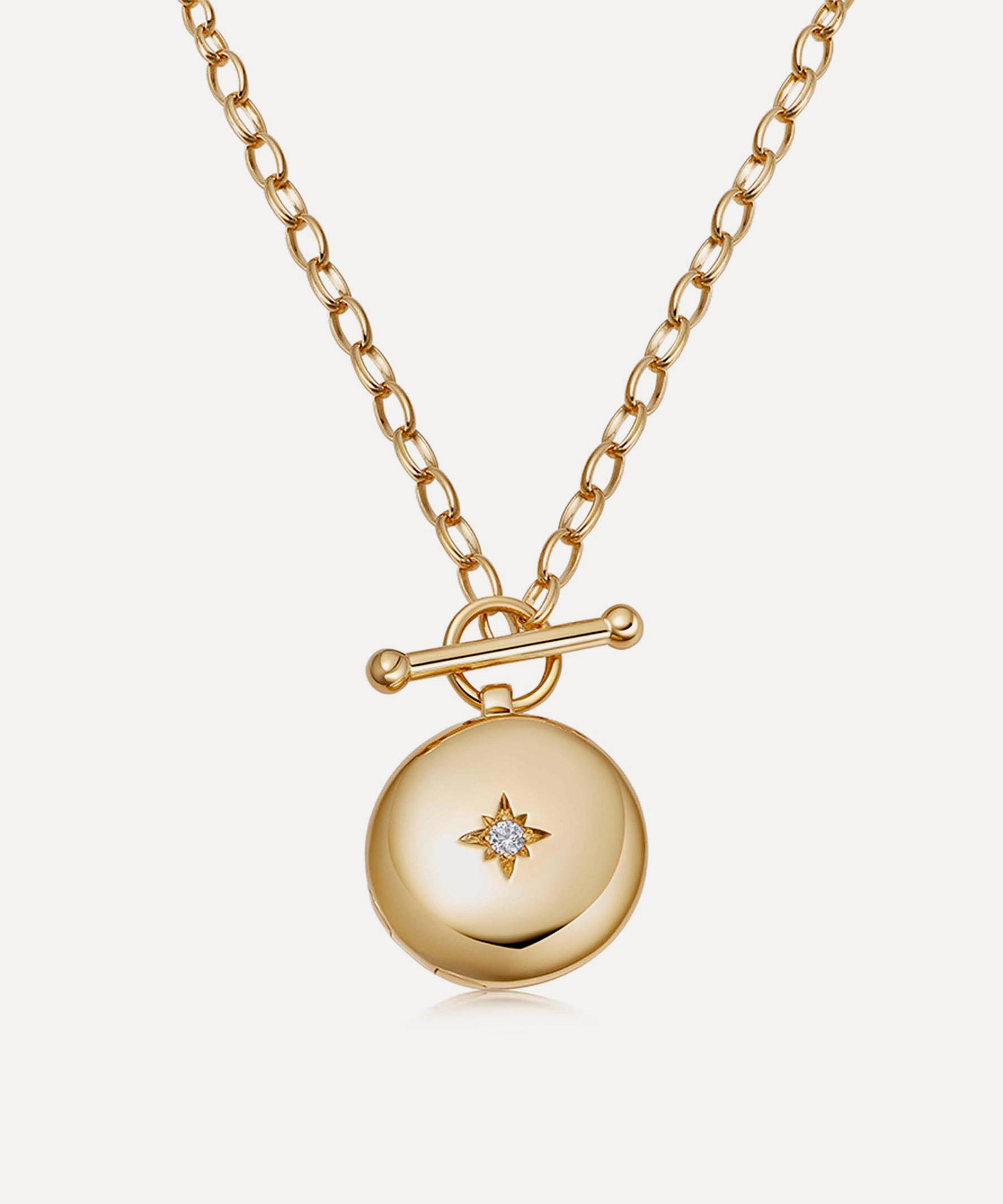 ASTLEY CLARKE ASTLEY CLARKE 18CT GOLD-PLATED VERMEIL SILVER BIOGRAPHY T-BAR LOCKET NECKLACE 