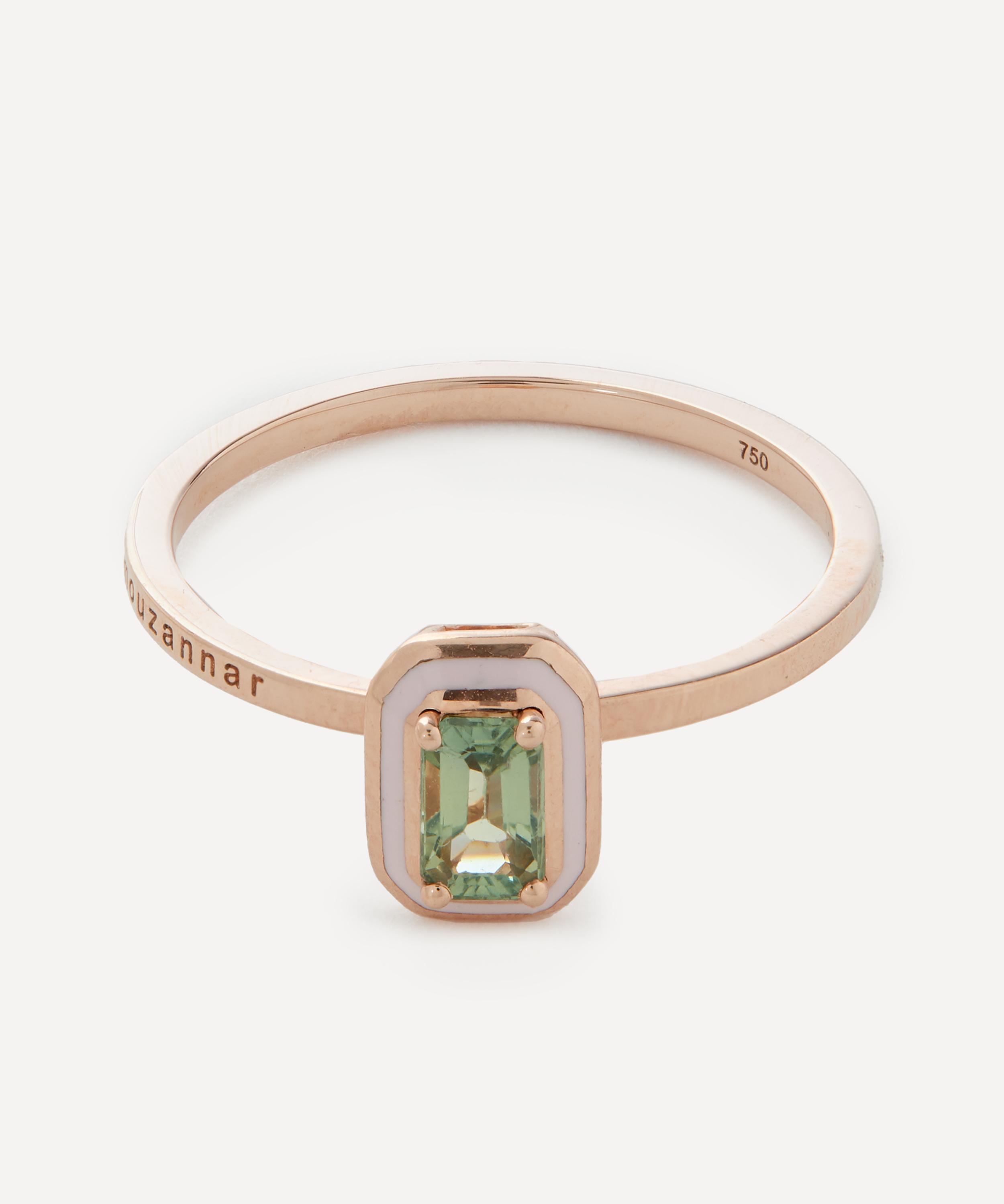 Shop Selim Mouzannar 18ct Rose Gold Mina Green Sapphire Ring