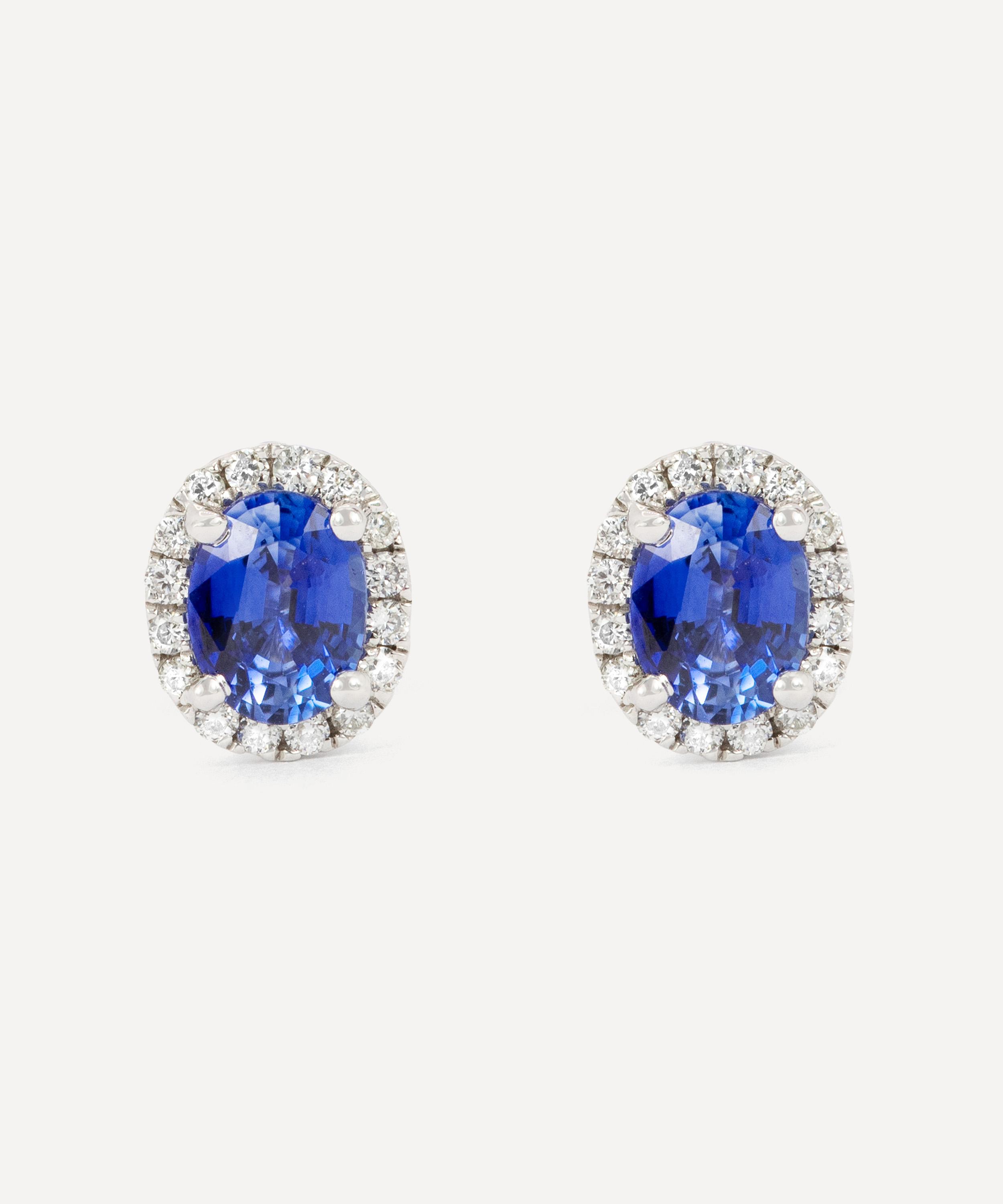 Kojis 18ct White Gold Sapphire And Diamond Stud Earrings
