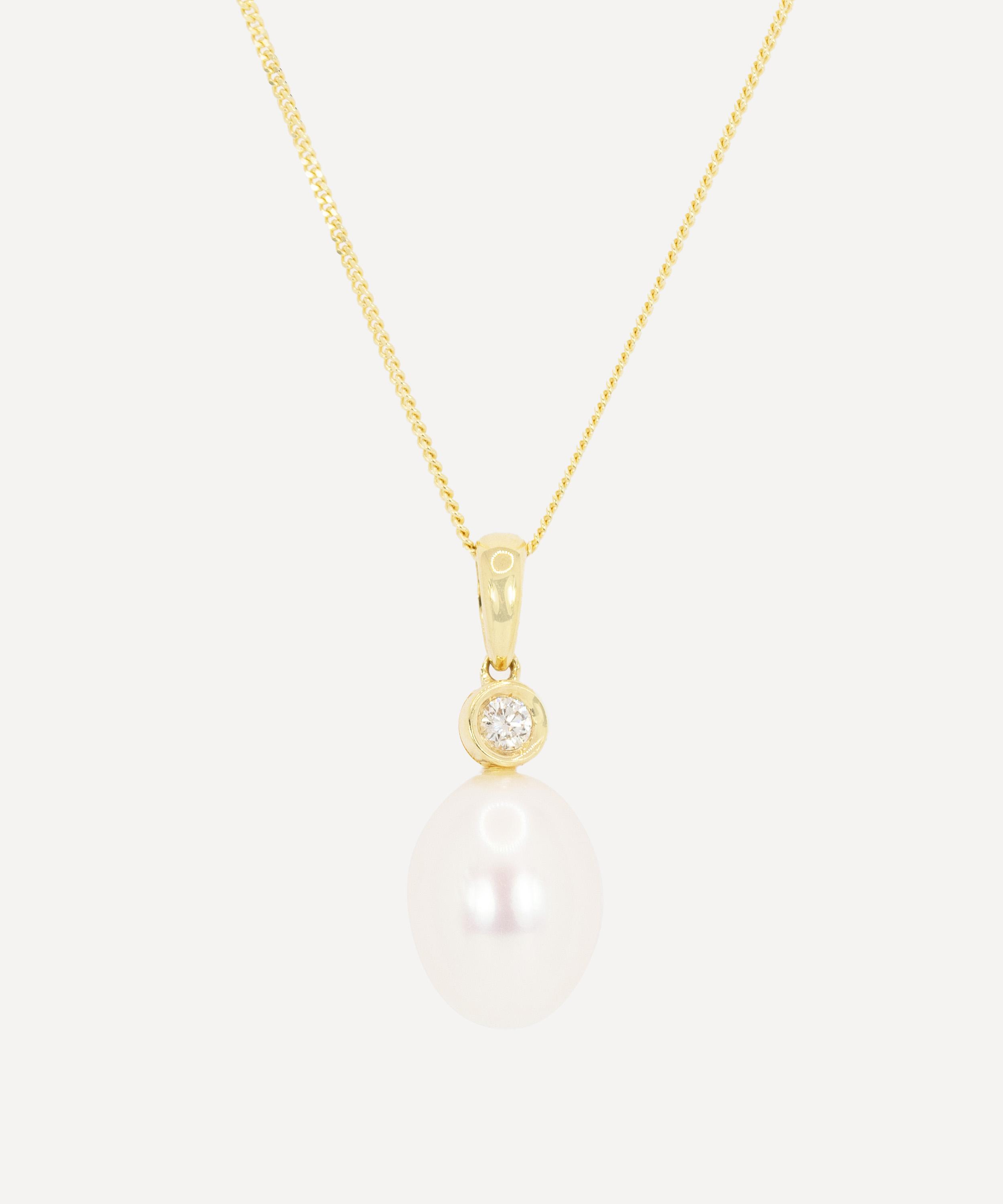 Kojis 18ct Gold Pearl And Diamond Pendant Necklace