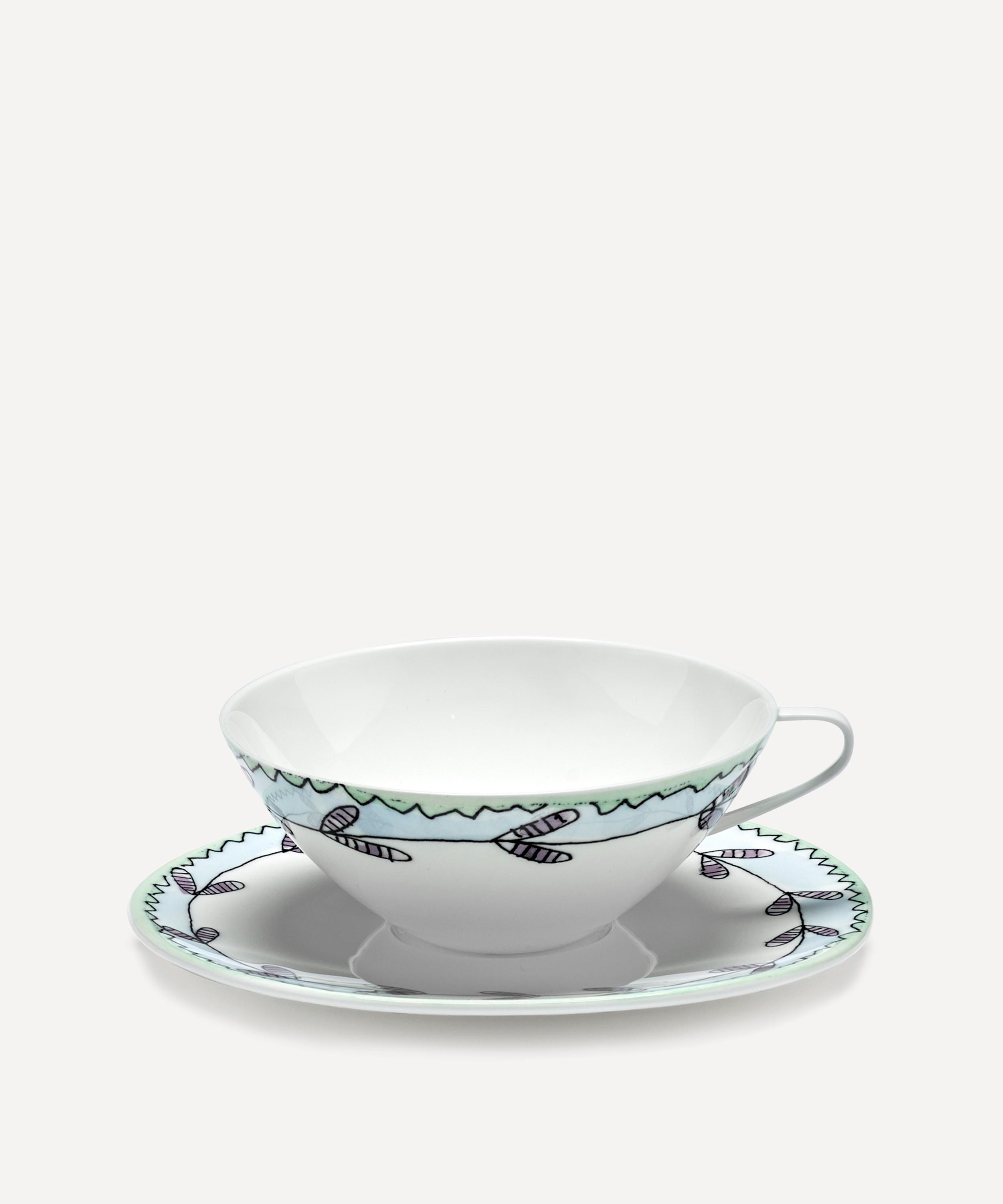 Serax X Marni Blossom Milk Midnight Flowers Teacup And Saucer