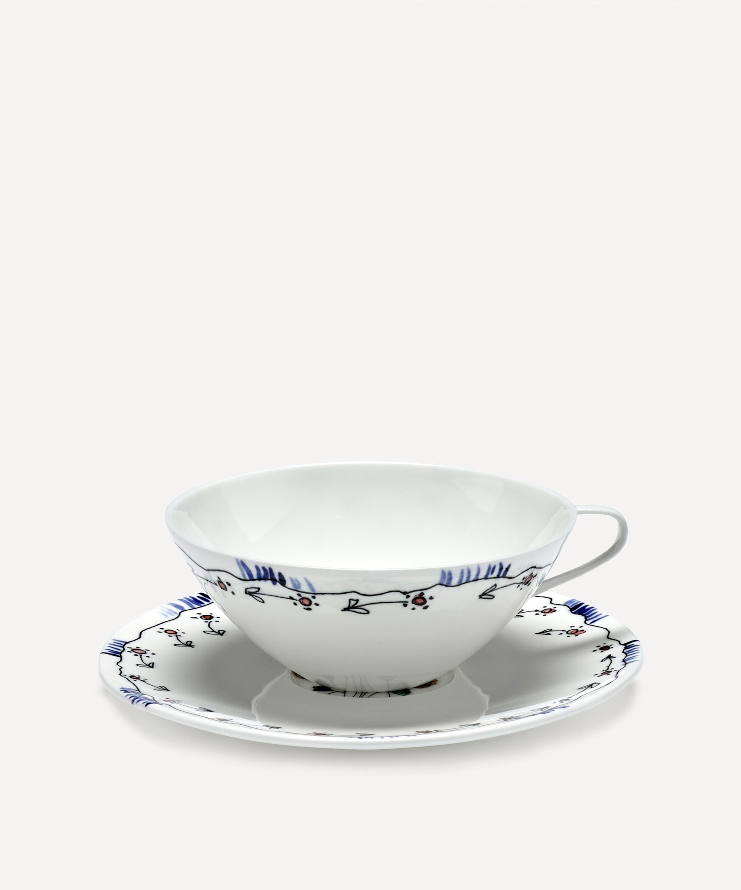 Serax X Marni Anemone Milk Midnight Flowers Teacup And Saucer