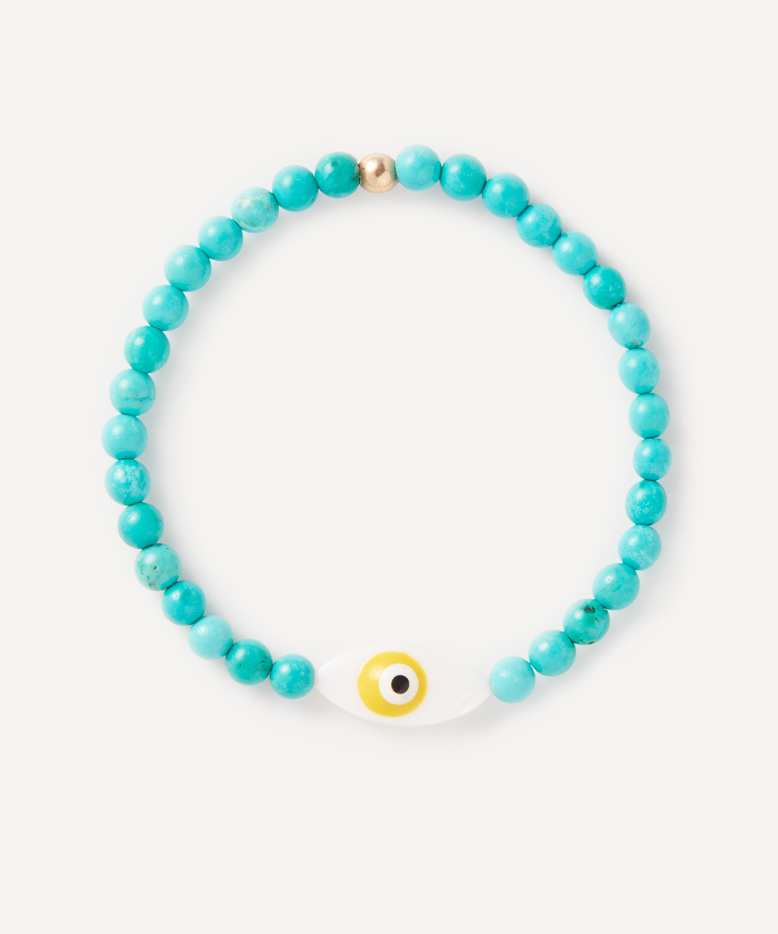 Shop Aurum + Grey Good Vibes Evil Eye Beaded Bracelet