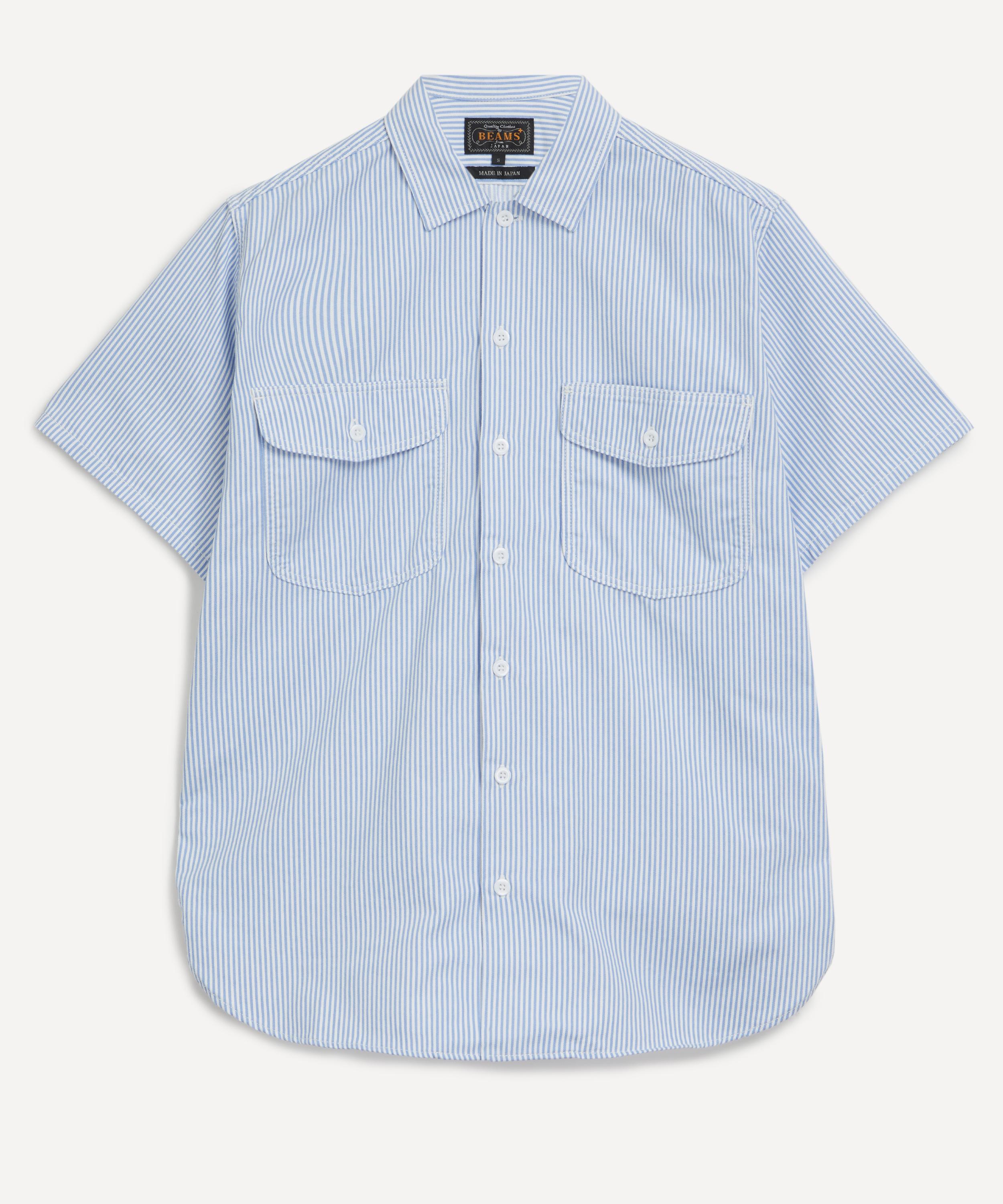 Beams Mens Striped Work Shirt Blue 42/52