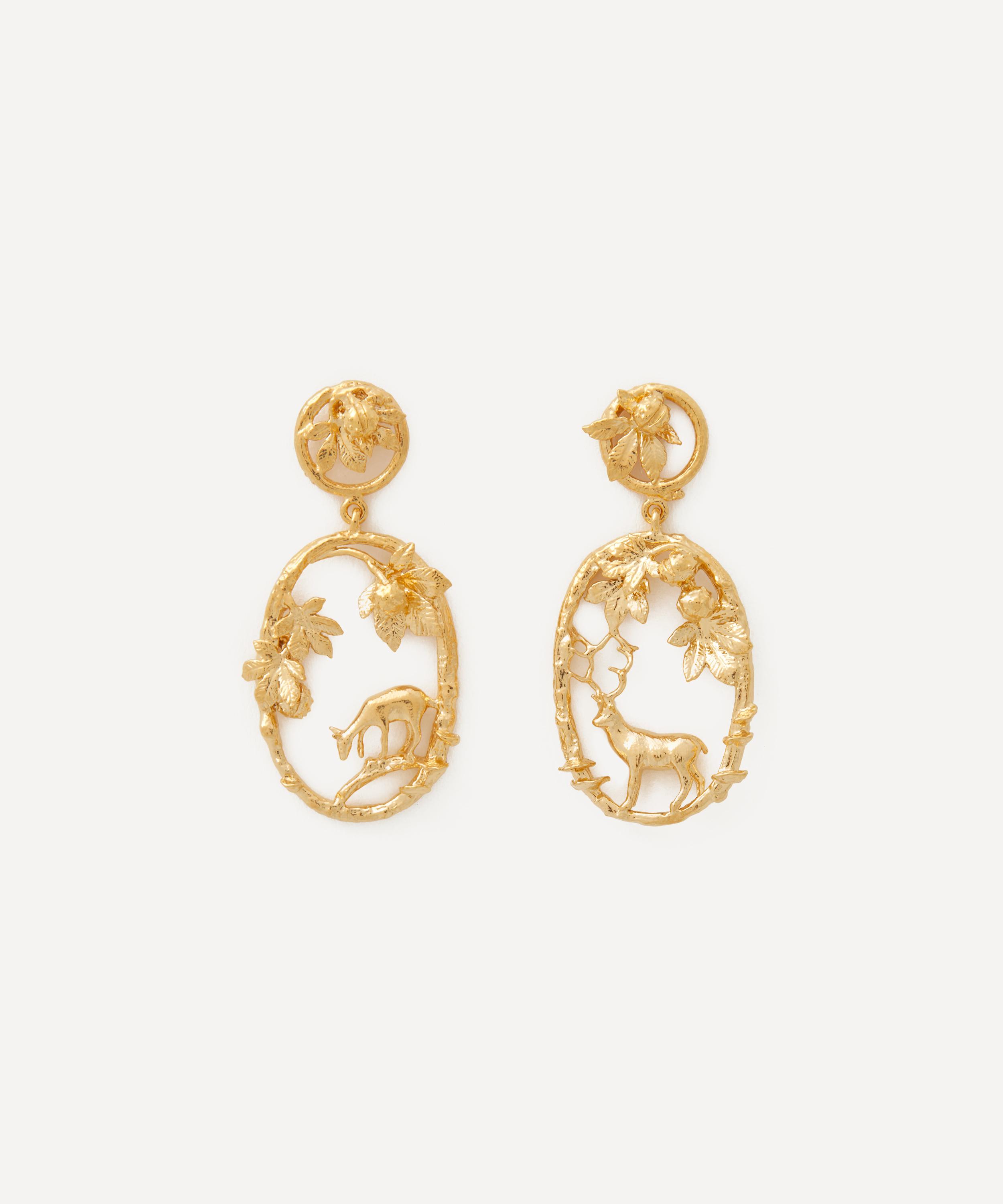 Alex Monroe 22ct Gold-plated Doe And Stag Oval Loop Drop