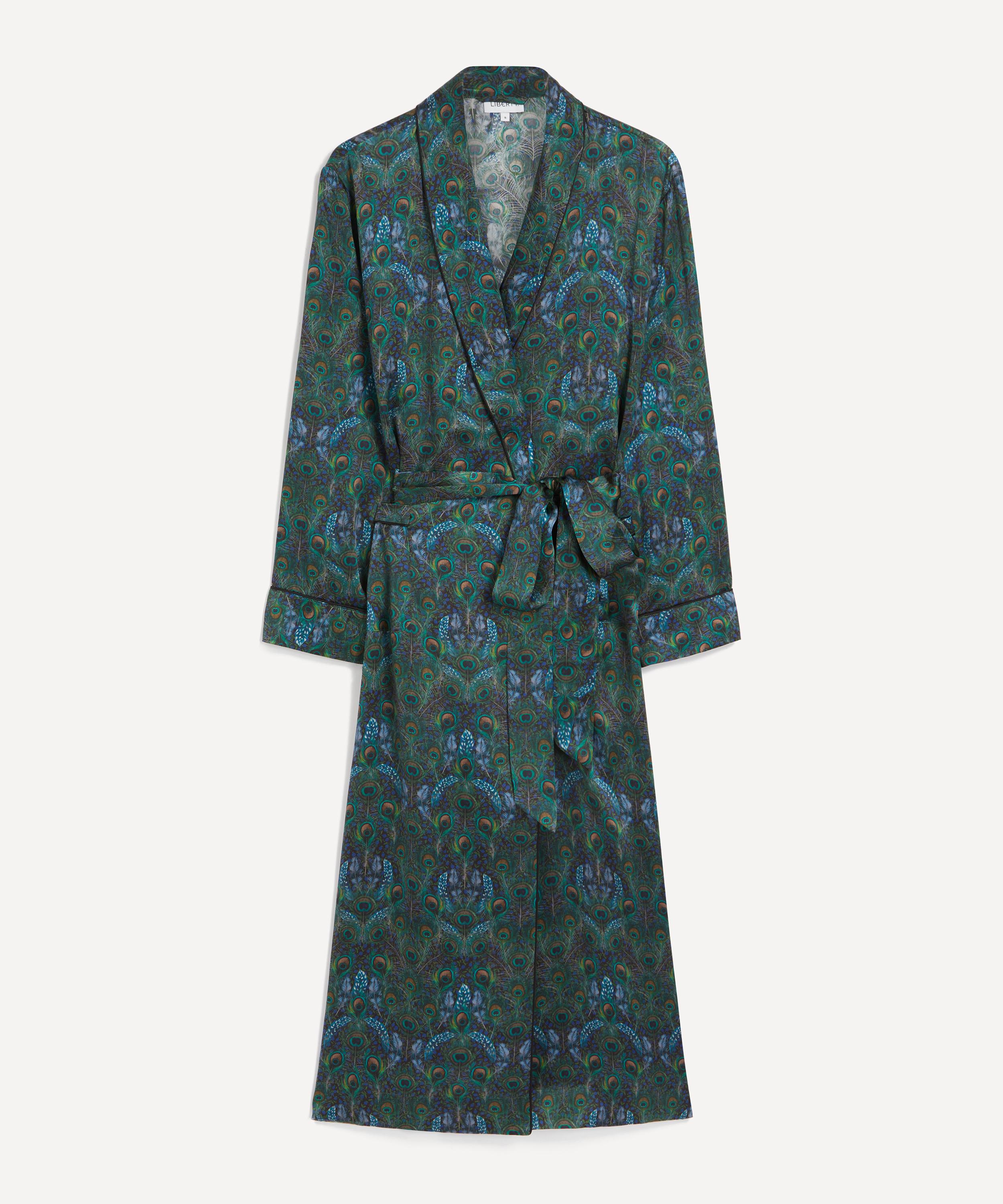 Liberty Women's Peacock Manor Silk Satin Long Robe