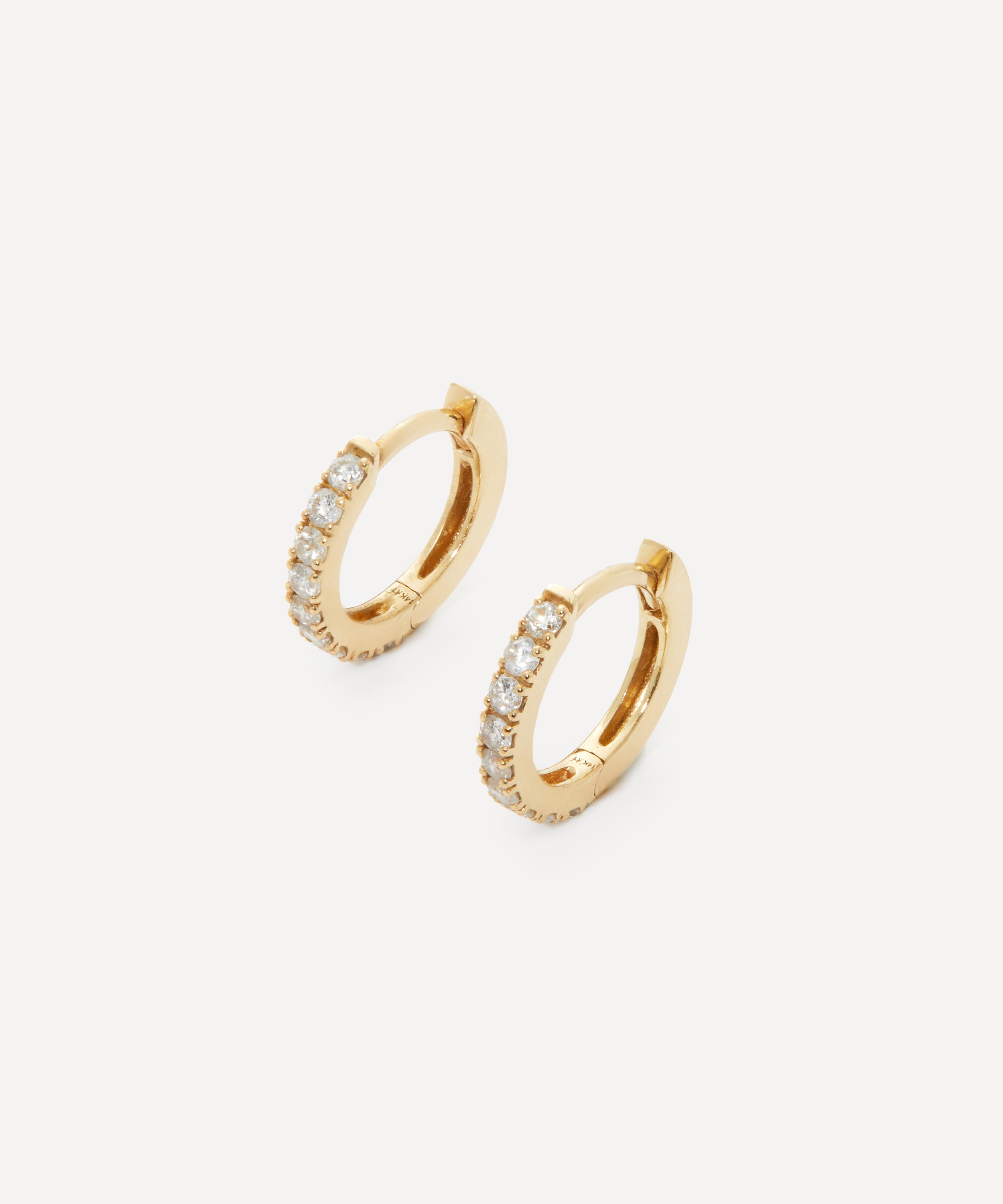 ANDREA FOHRMAN ANDREA FOHRMAN 14CT GOLD DIAMOND PAVE HUGGIE HOOP EARRINGS 