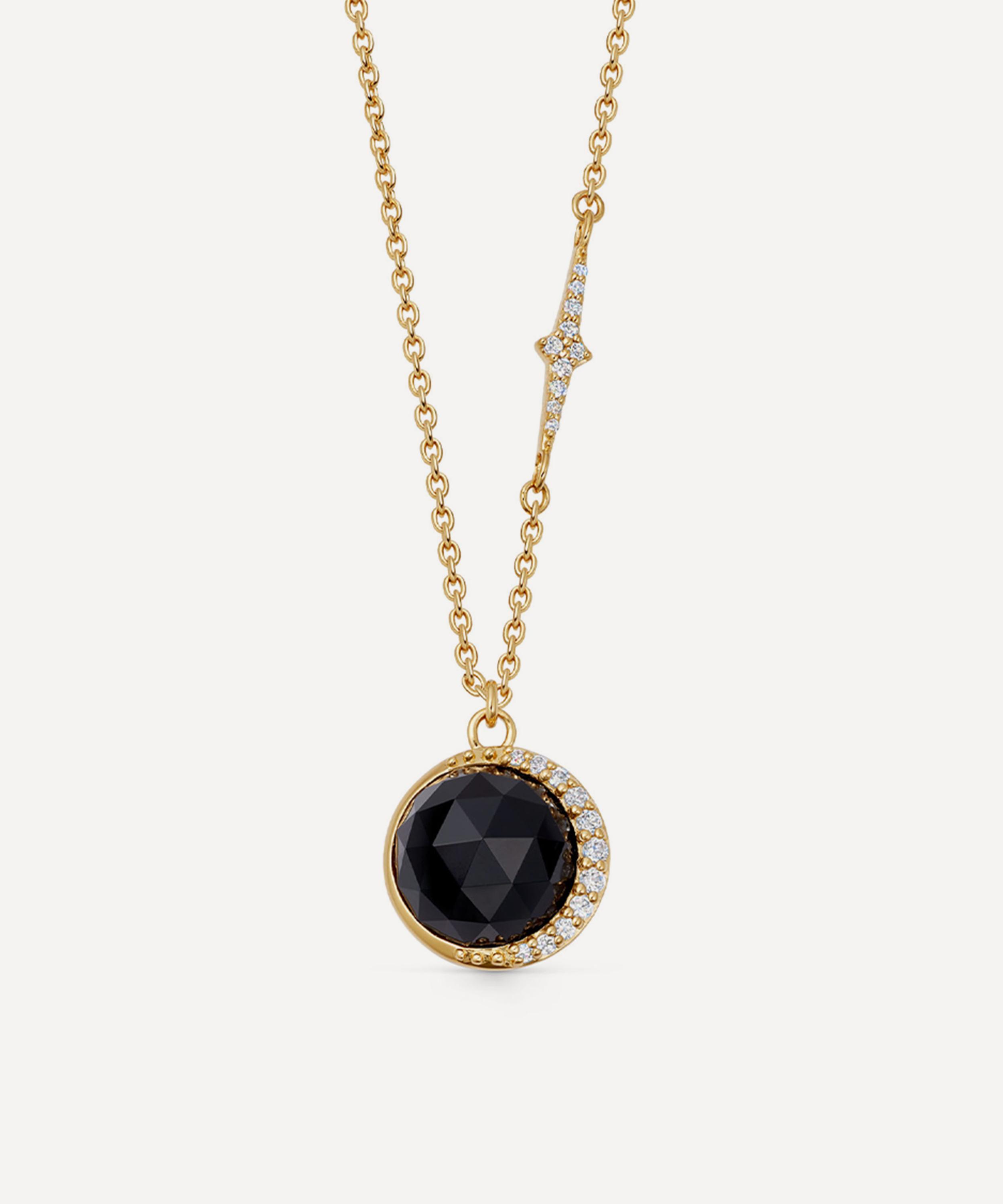 ASTLEY CLARKE ASTLEY CLARKE 18CT GOLD-PLATED VERMEIL SILVER LARGE LUNA BLACK ONYX PENDANT NECKLACE 
