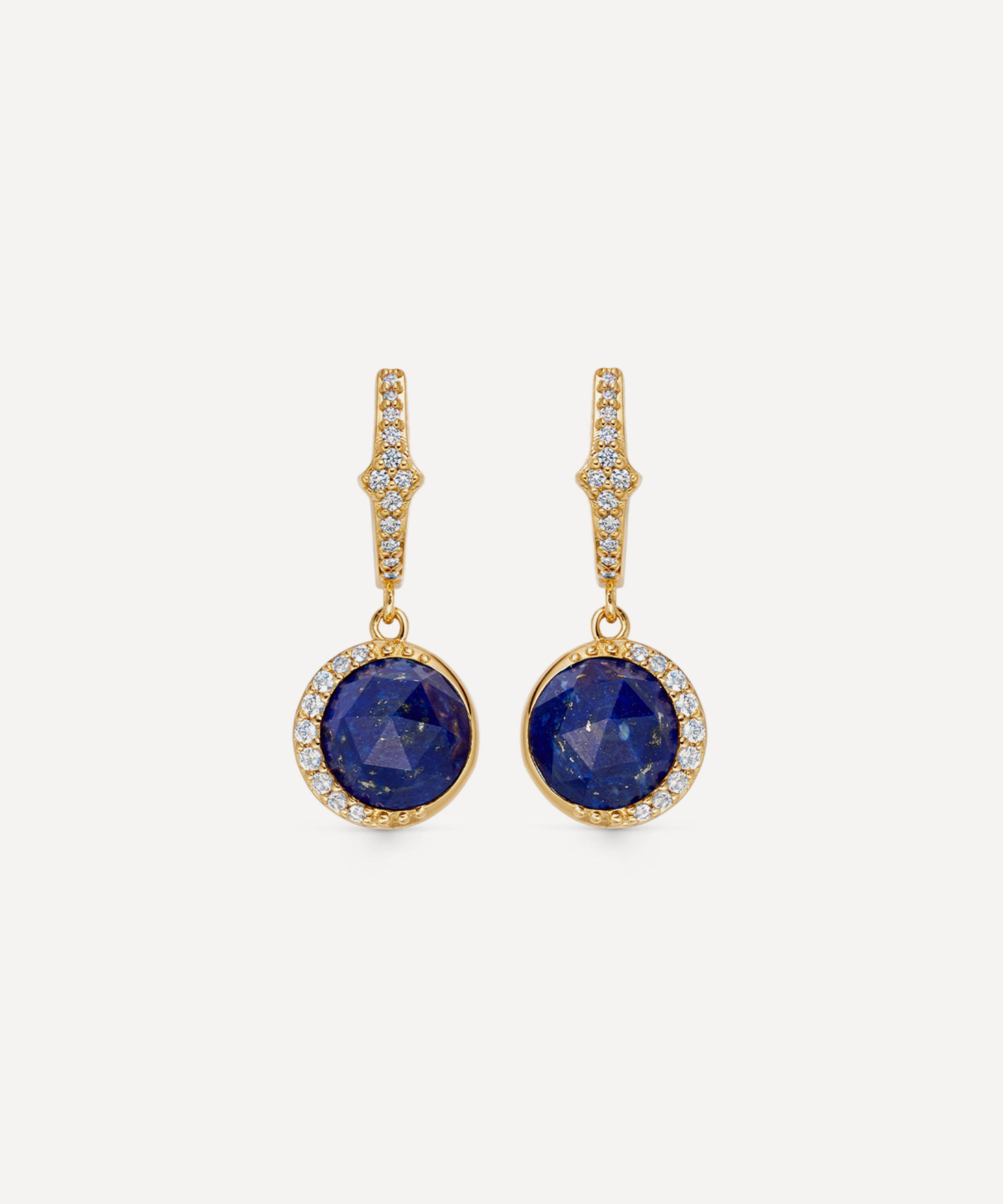 ASTLEY CLARKE ASTLEY CLARKE 18CT GOLD-PLATED VERMEIL SILVER LARGE LUNA LAPIS DROP EARRINGS 