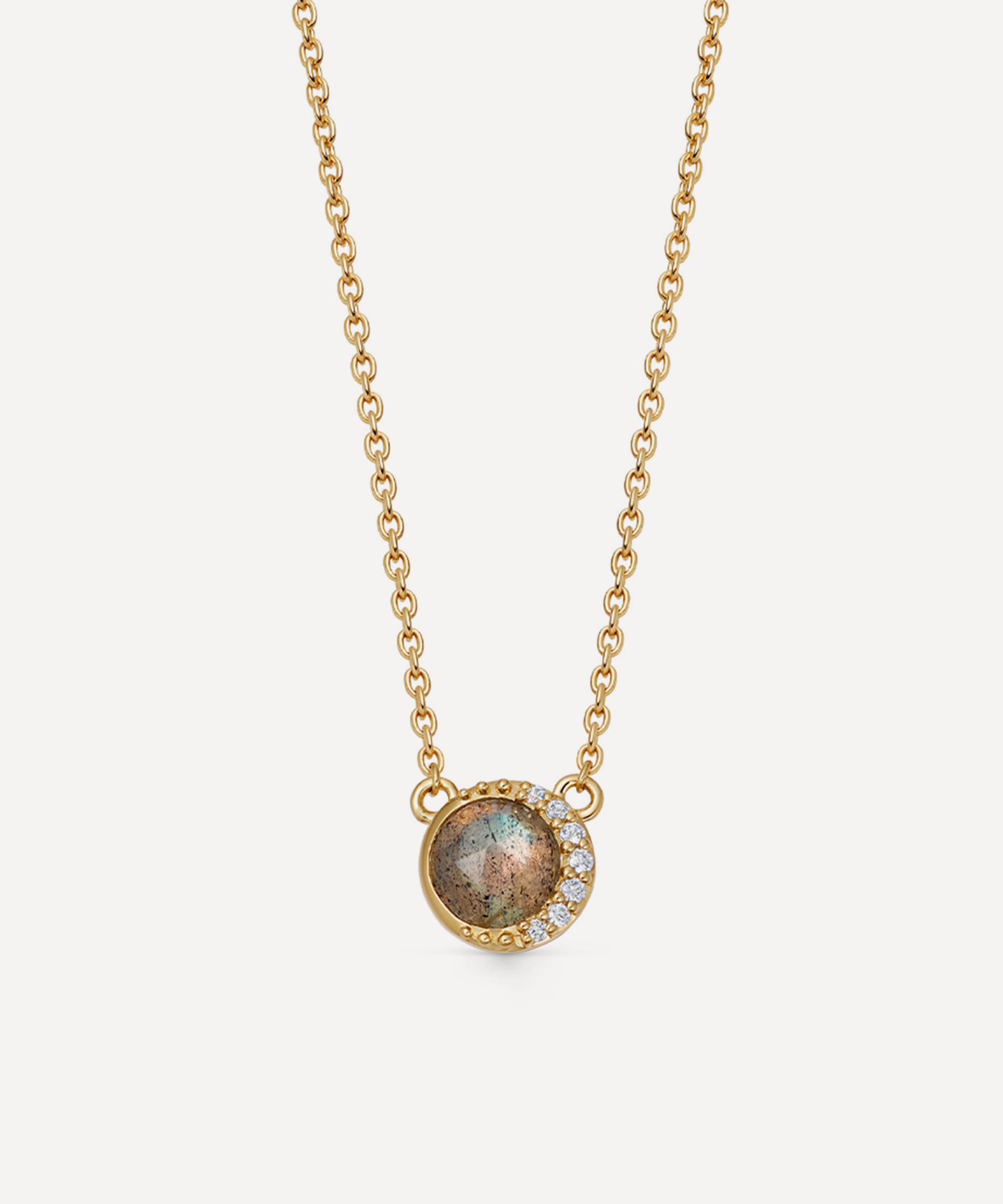 ASTLEY CLARKE ASTLEY CLARKE 18CT GOLD-PLATED VERMEIL SILVER LUNA LABRADORITE PENDANT NECKLACE 