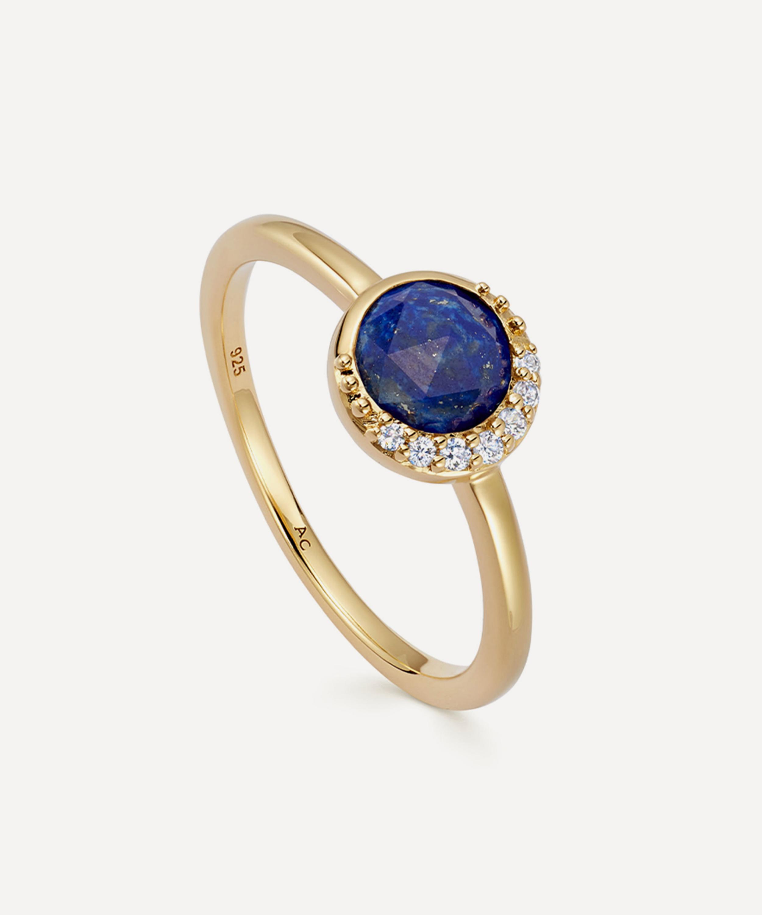 ASTLEY CLARKE ASTLEY CLARKE 18CT GOLD-PLATED VERMEIL SILVER LUNA LAPIS RING 