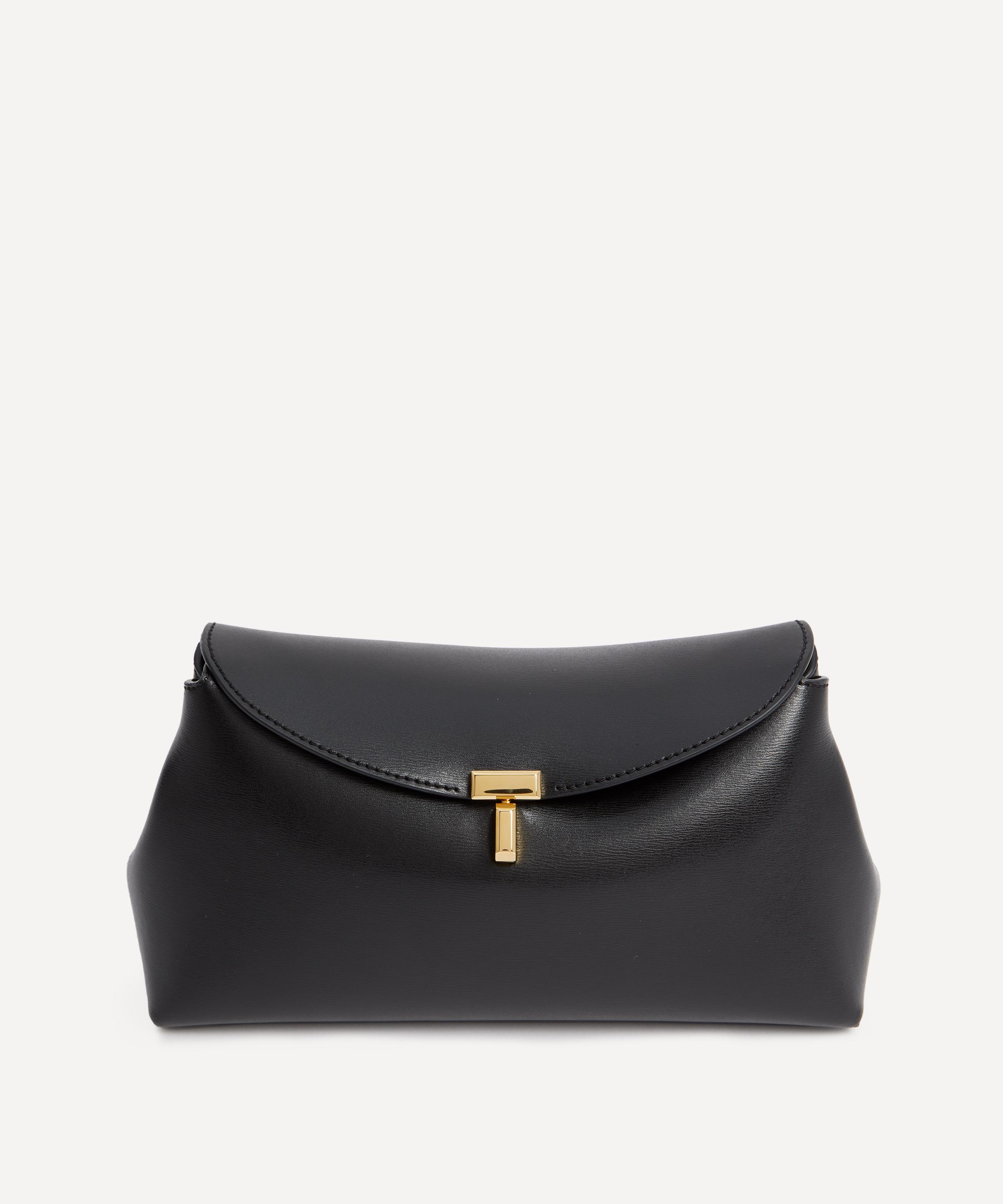 Totême Toteme Women's T-lock Black Leather Clutch