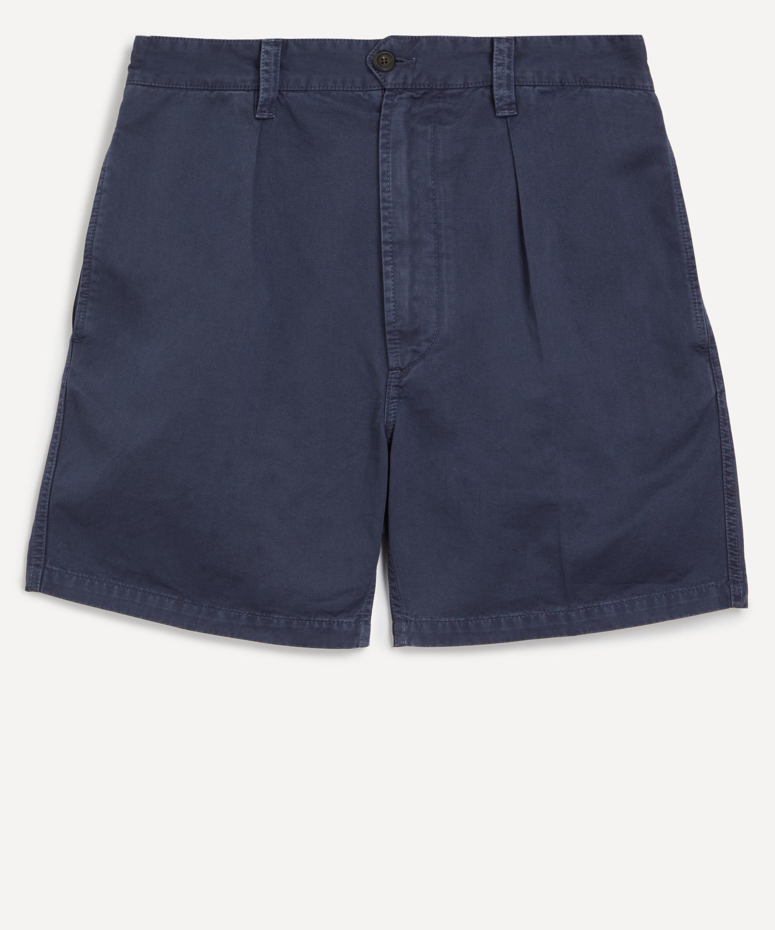 DRAKE'S DRAKES MENS COTTON TWILL SINGLE-PLEAT SHORTS 