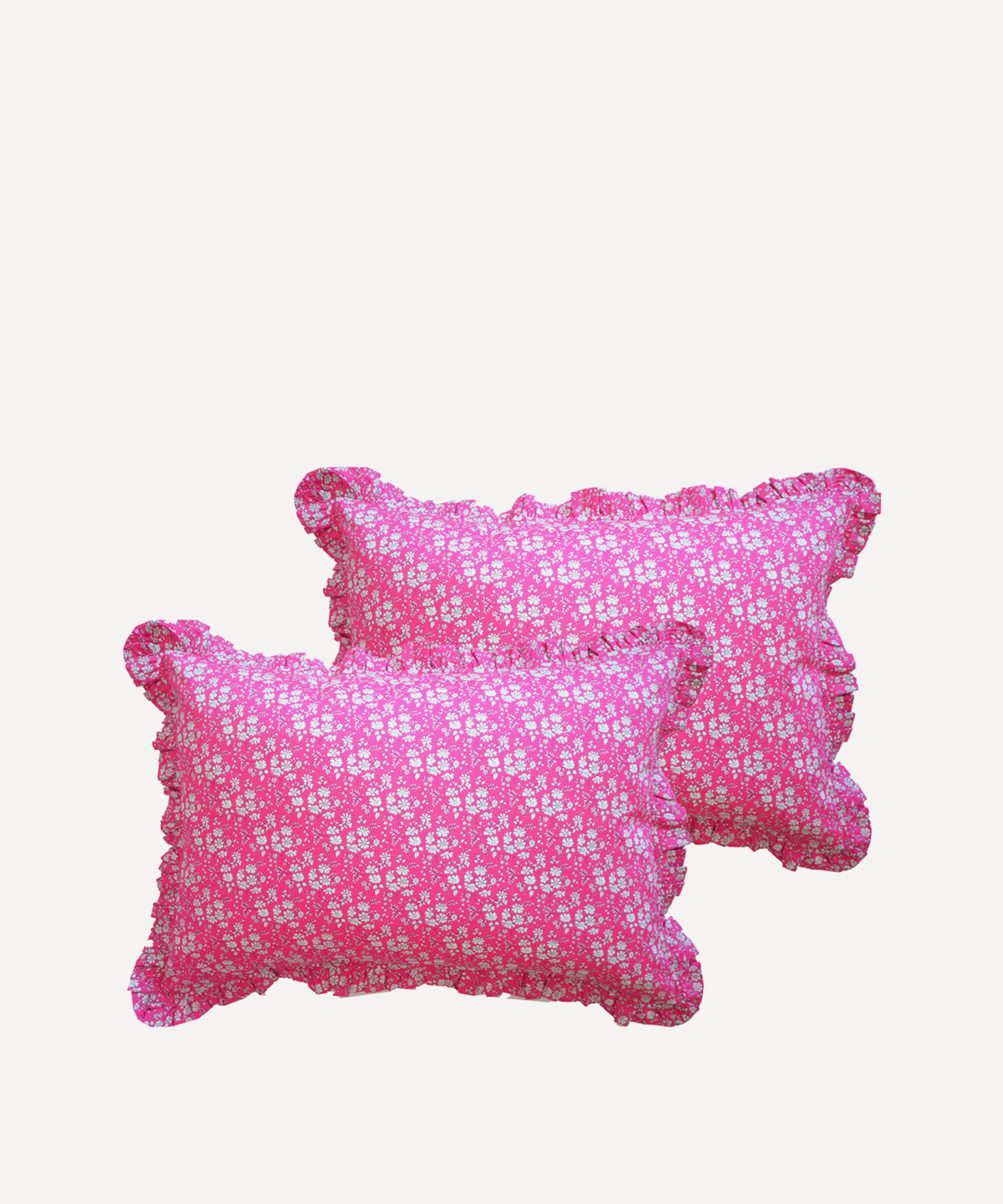 COCO & WOLF COCO & WOLF CAPEL FUSHCIA FRILL EDGE PILLOWCASES SET OF TWO 