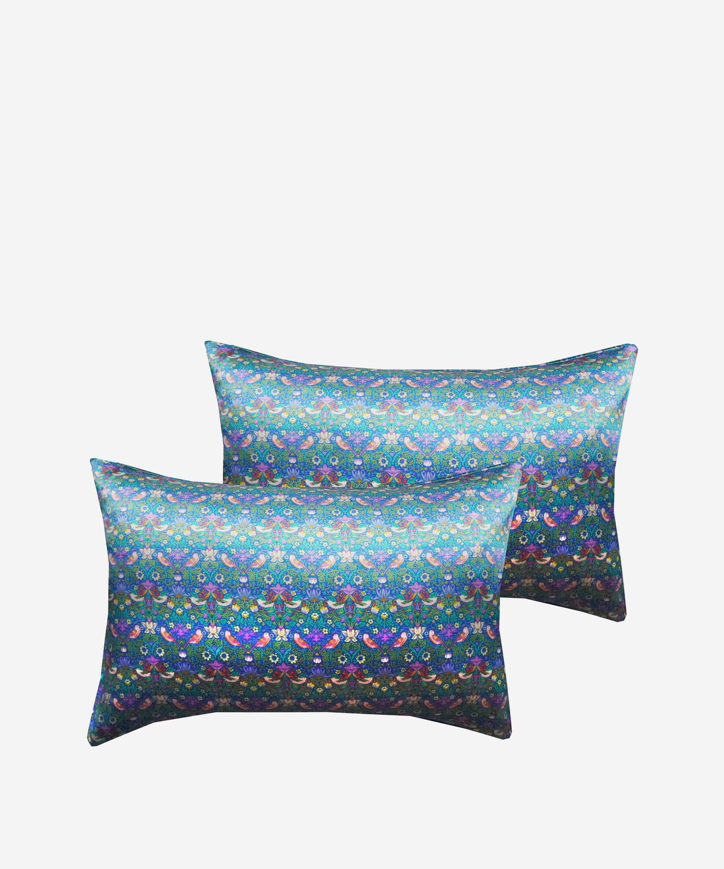 COCO & WOLF COCO & WOLF STRAWBERRY THIEF APPLE SILK PILLOWCASES SET OF TWO 