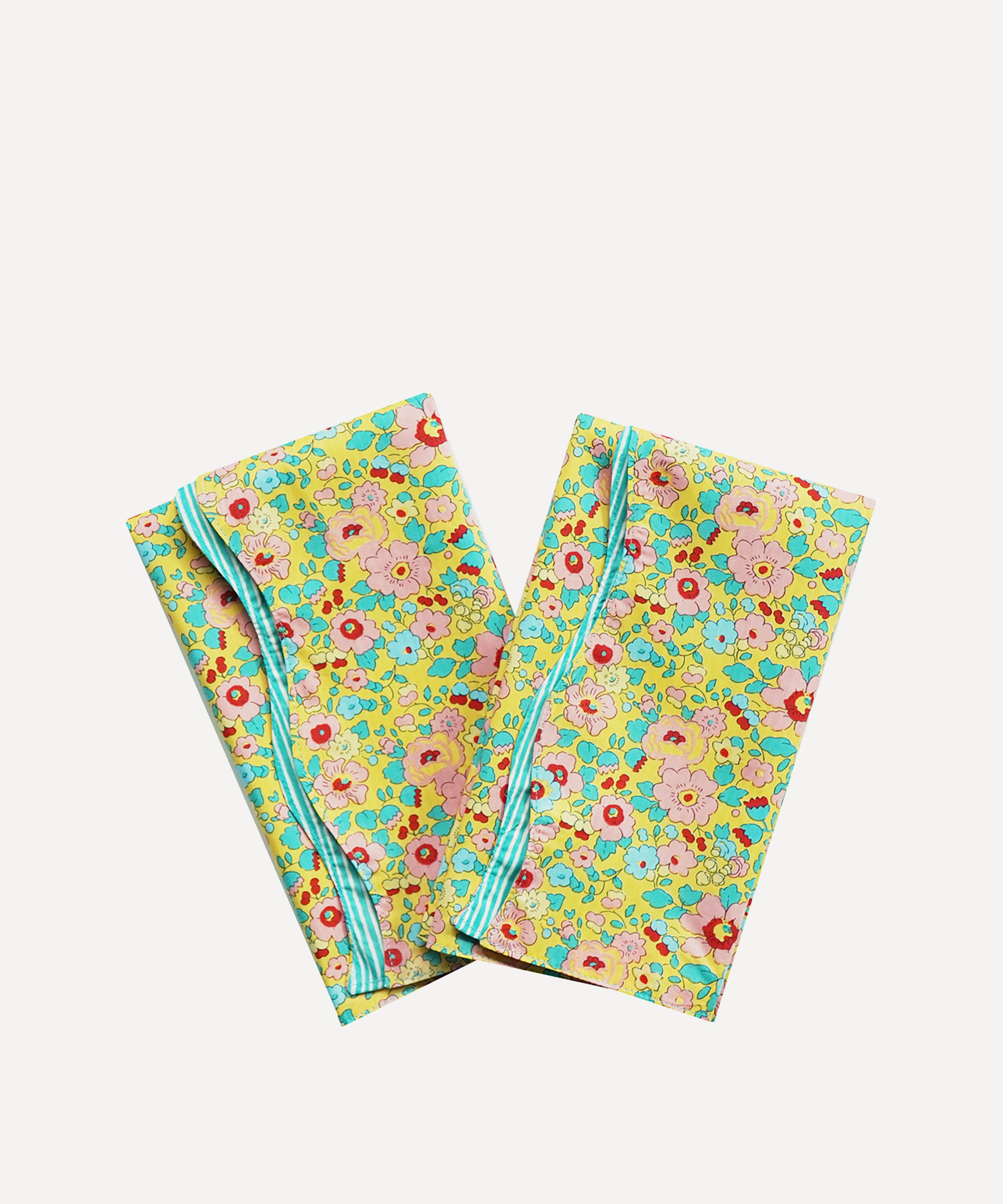 COCO & WOLF COCO & WOLF BETSY SUNFLOWER AND ELEMENTS GREEN WAVY EDGE NAPKINS SET OF TWO 