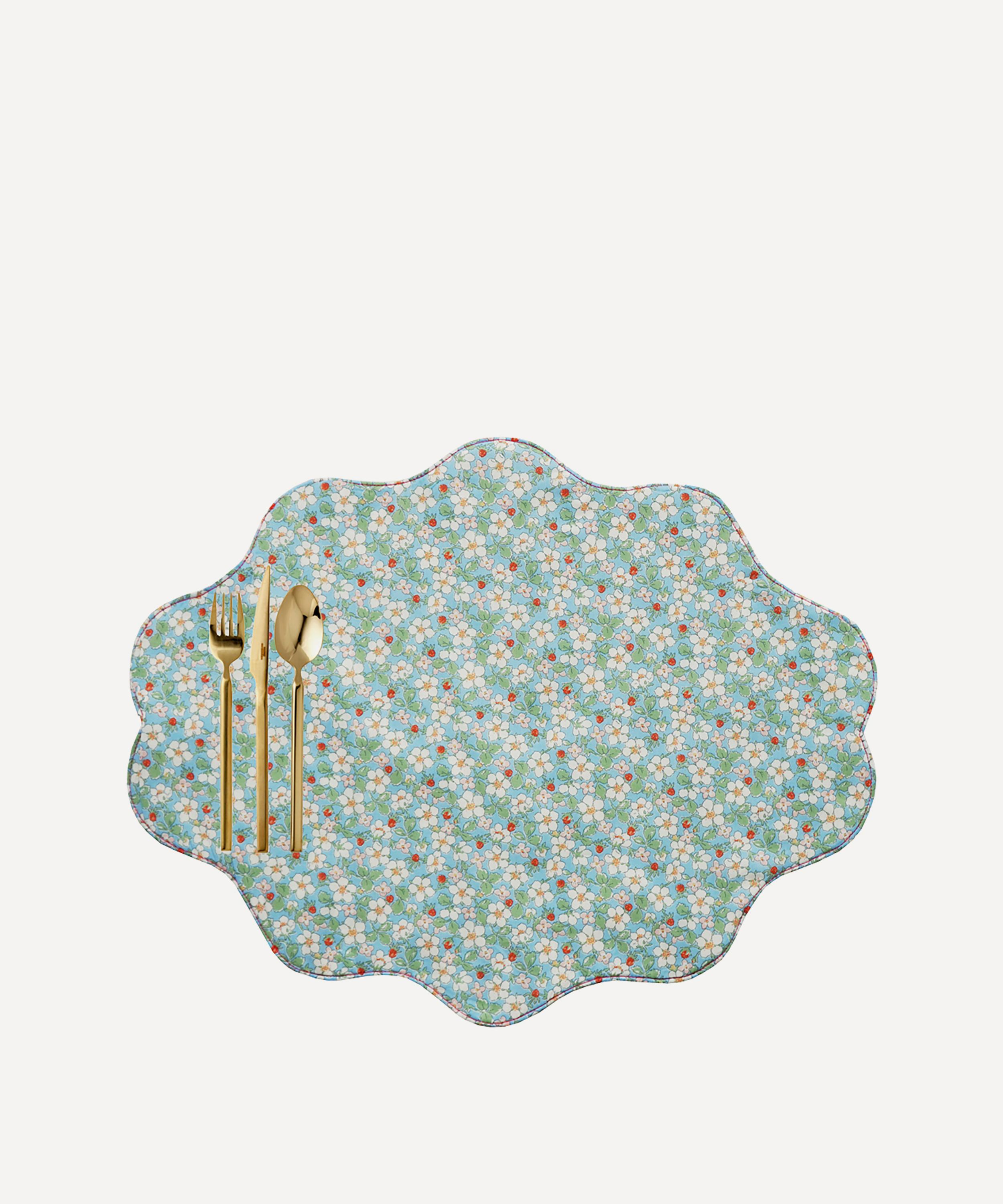 COCO & WOLF COCO & WOLF PAYSANNE BLOSSOM AND ELEMENTS BLUE WAVY EDGE PLACEMAT 