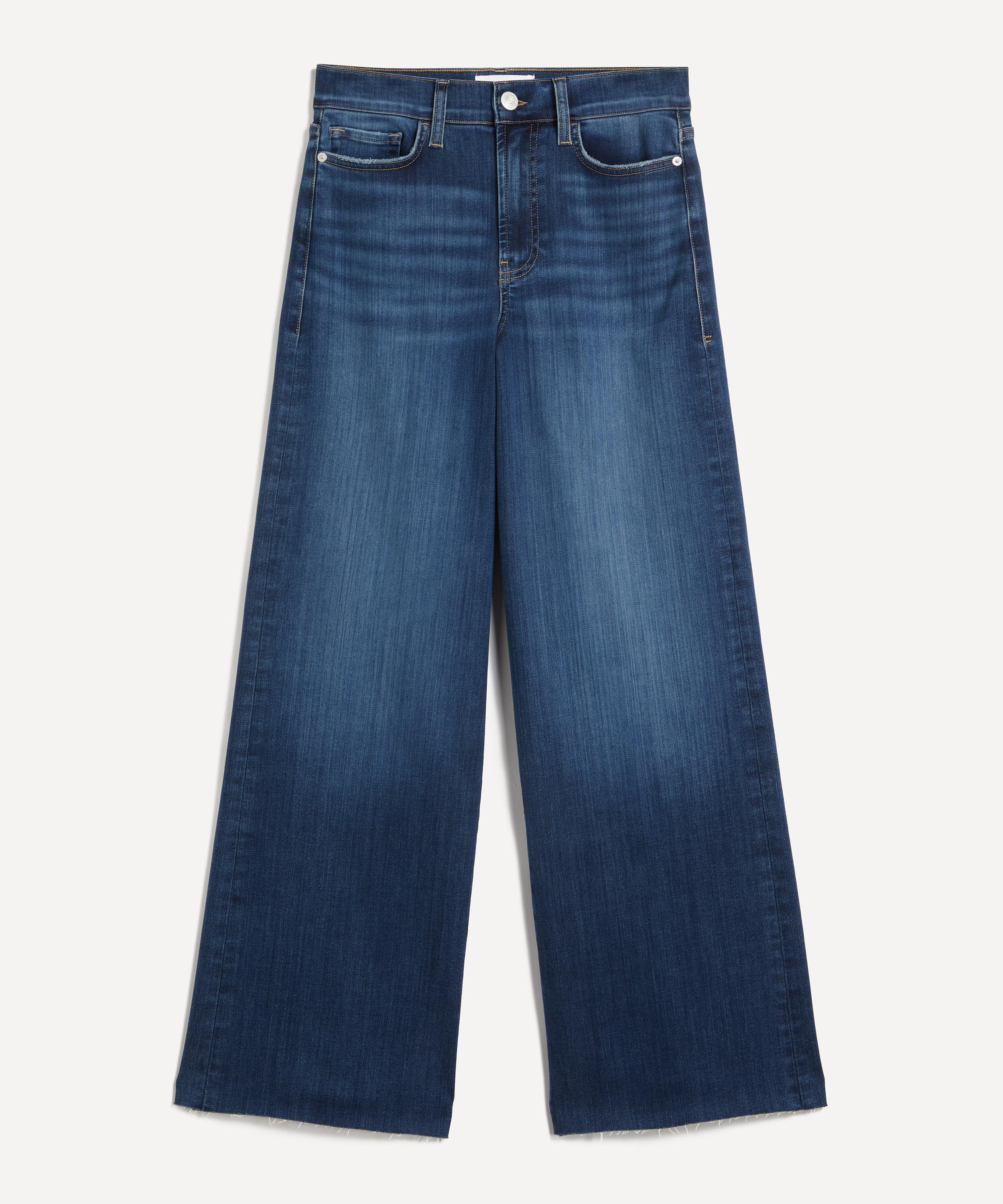 Frame Le Slim Palazzo Raw Hem High Waist Wide Leg Jeans In Blue