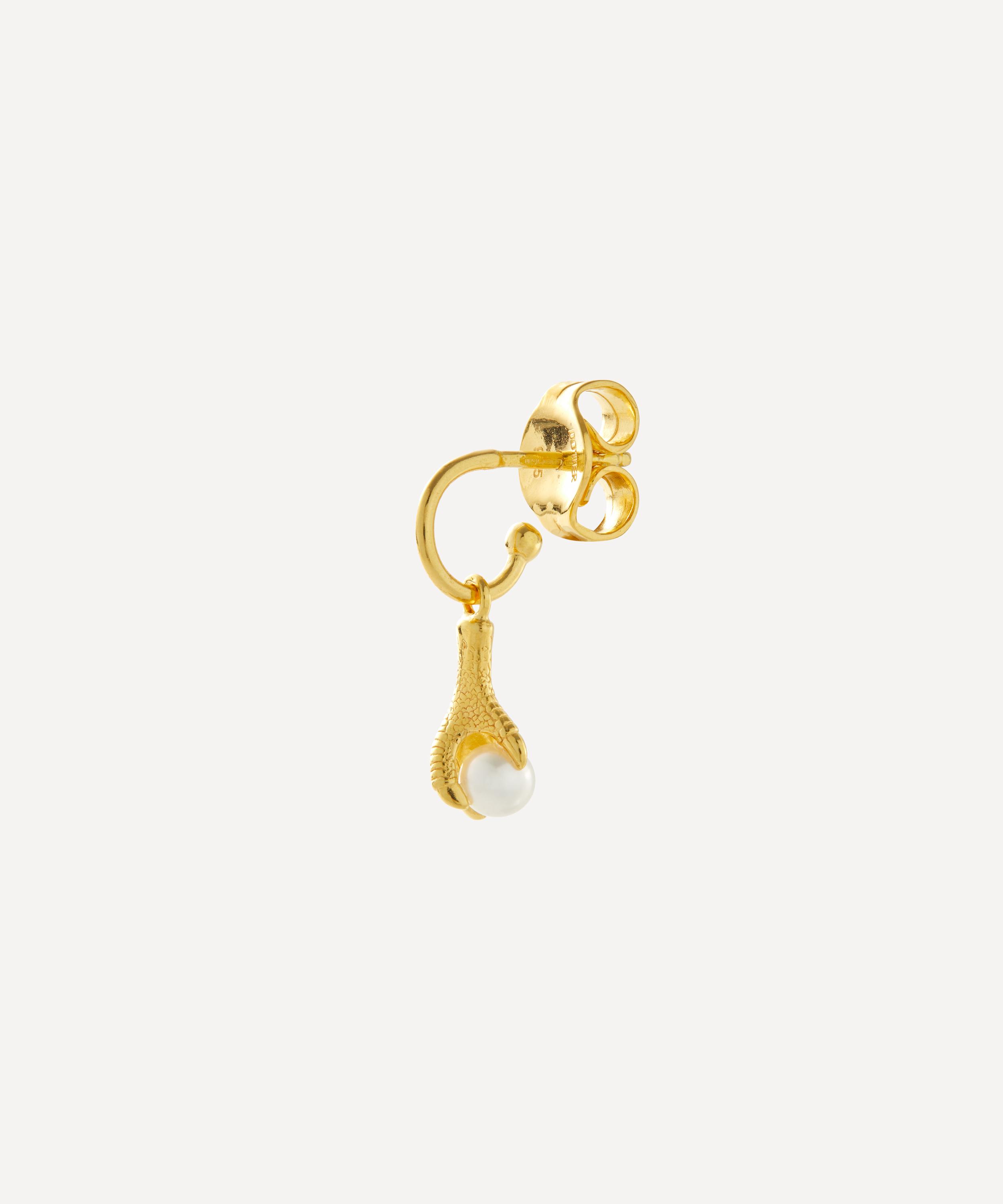 MARIA NILSDOTTER MARIA NILSDOTTER 18CT GOLD-PLATED TINY CLAW PEARL DROP EARRING 