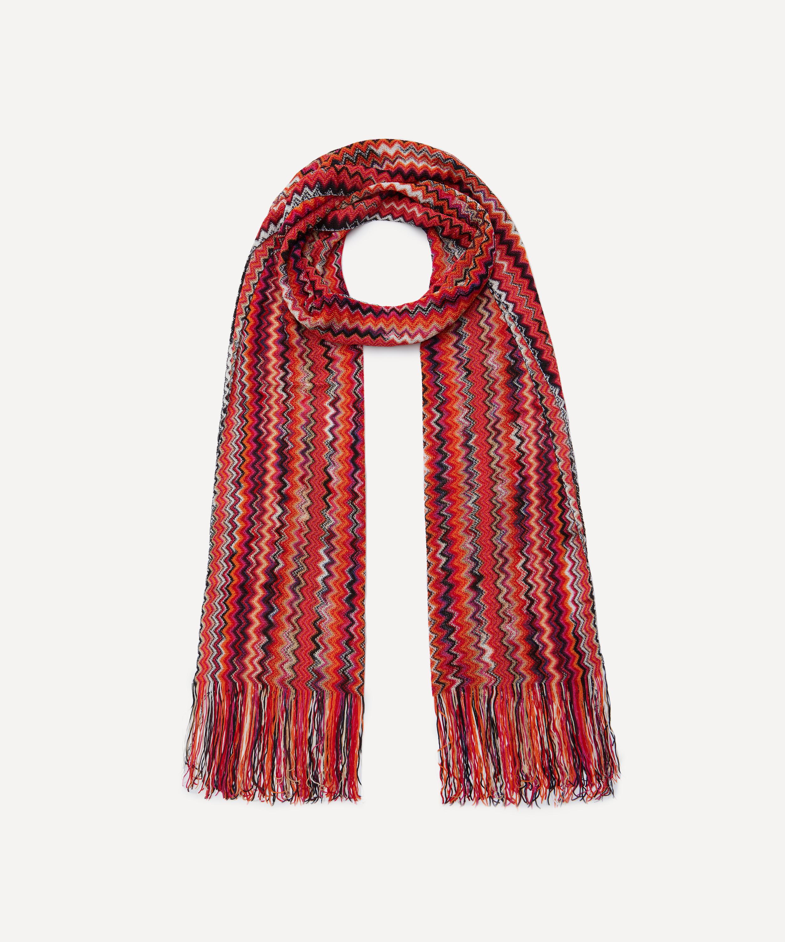 MISSONI MISSONI WOMEN'S ZIG ZAG FINE KNIT FRINGE SCARF 