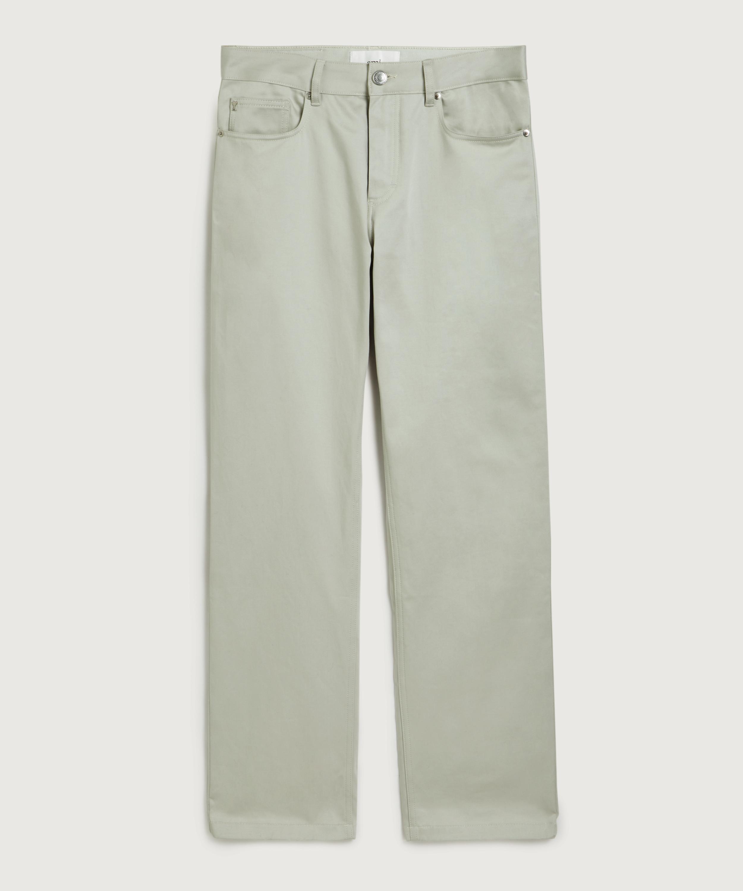 Ami Mens Straight Leg Trousers Light grey