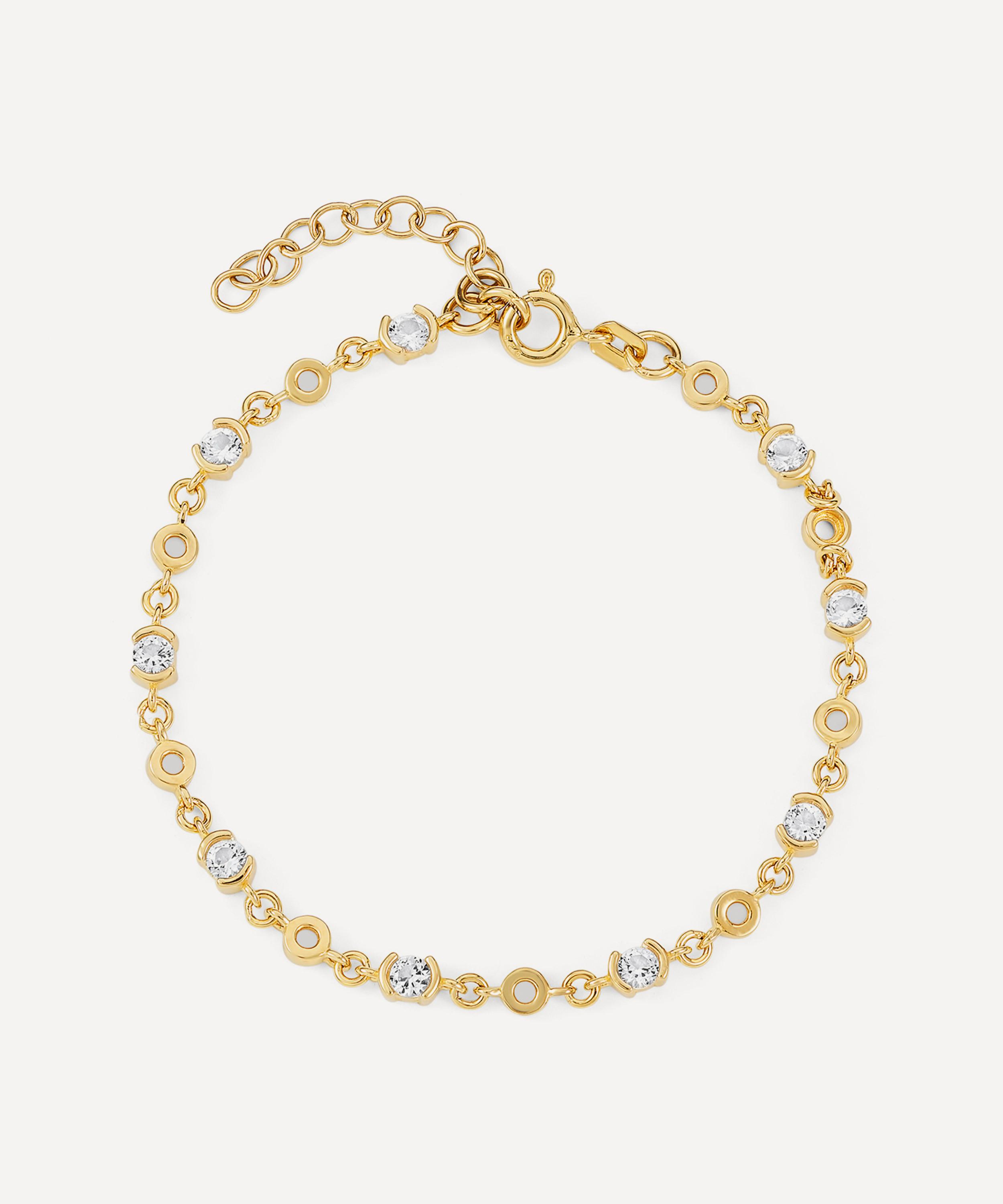 V By Laura Vann 18ct Gold-plated Vermeil Silver Lyla White Topaz Bracelet