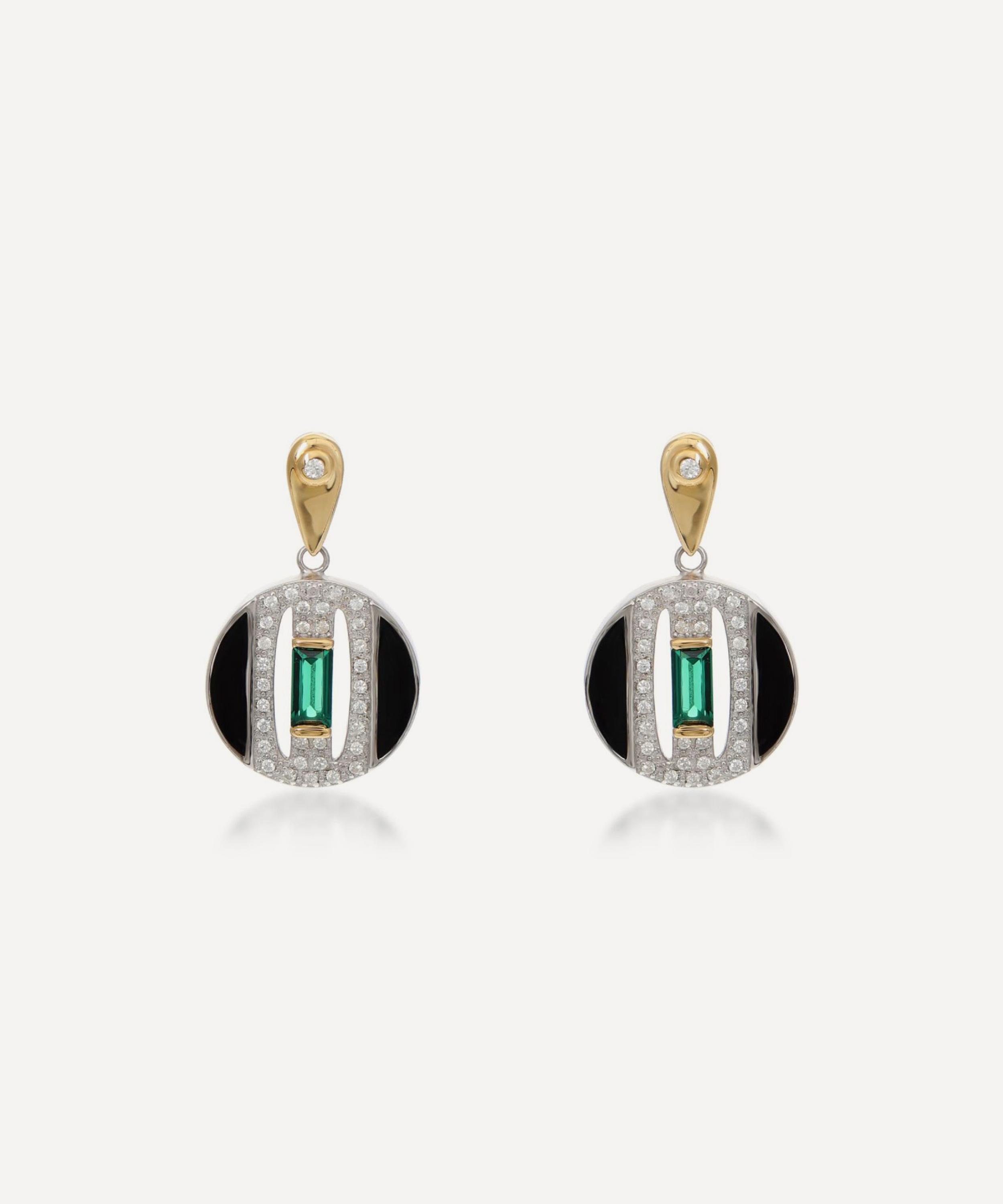 V By Laura Vann 18ct Gold-plated Daphne Circle Drop Earrings