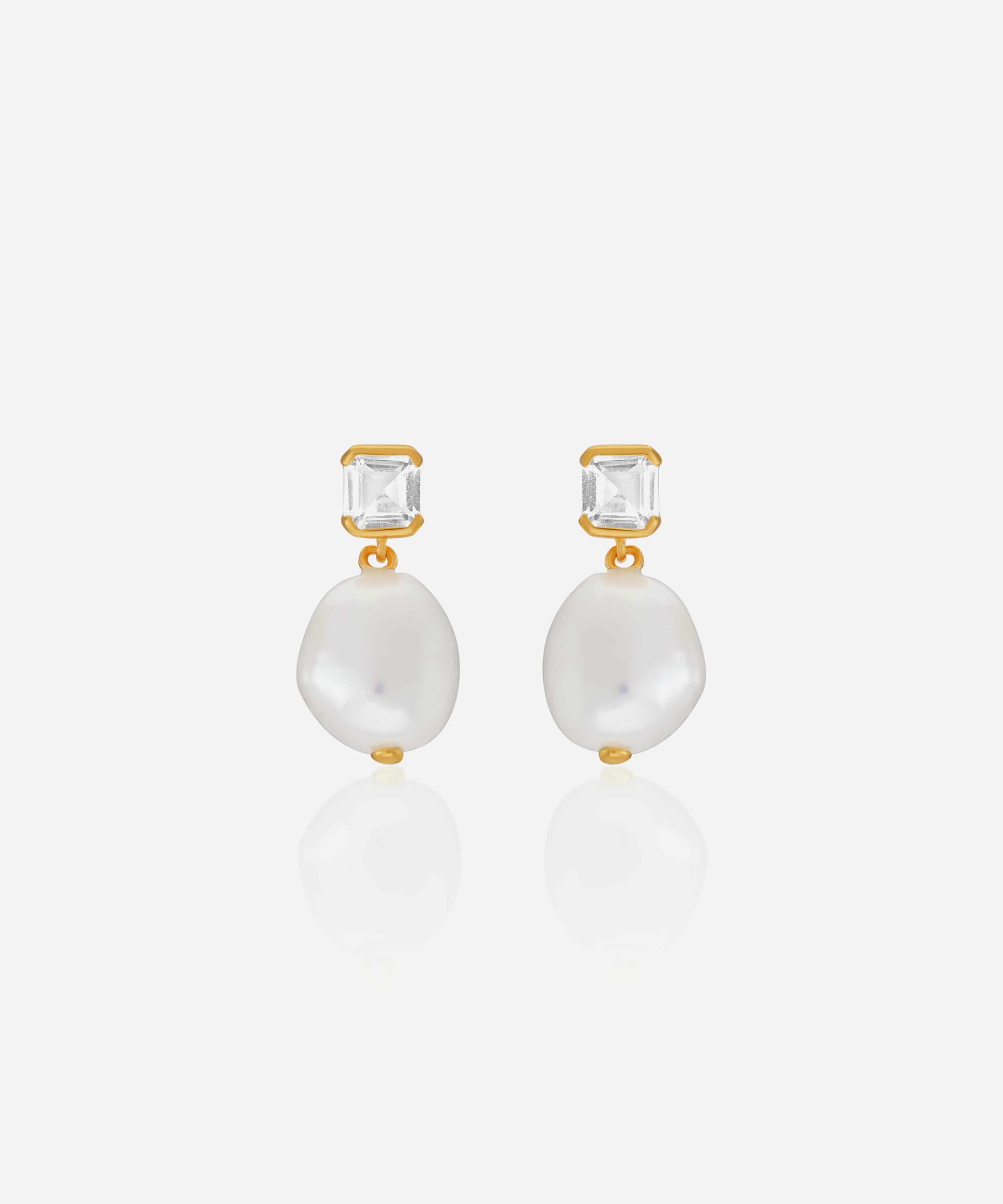 V By Laura Vann 18ct Gold-plated Vermeil Silver Bella Baroque Pearl Drop Earrings